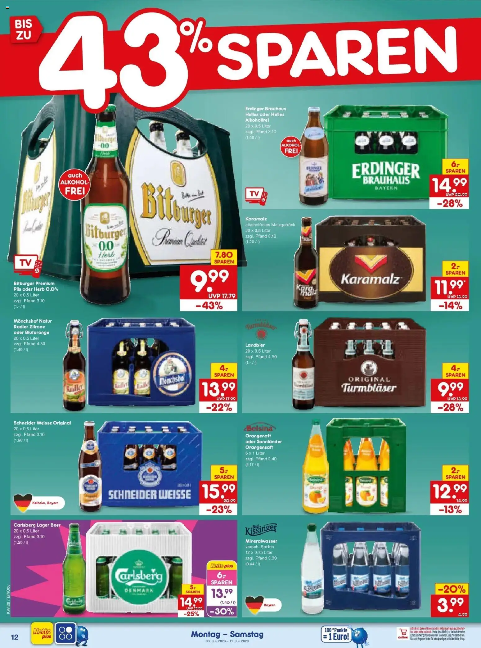 Netto Marken-Discount - Netto: Wochenangebote – gültig ab 05.07.2026 | Seite: 18 | Produkte: Monchshof, Pils, Orangensaft, Zitrone