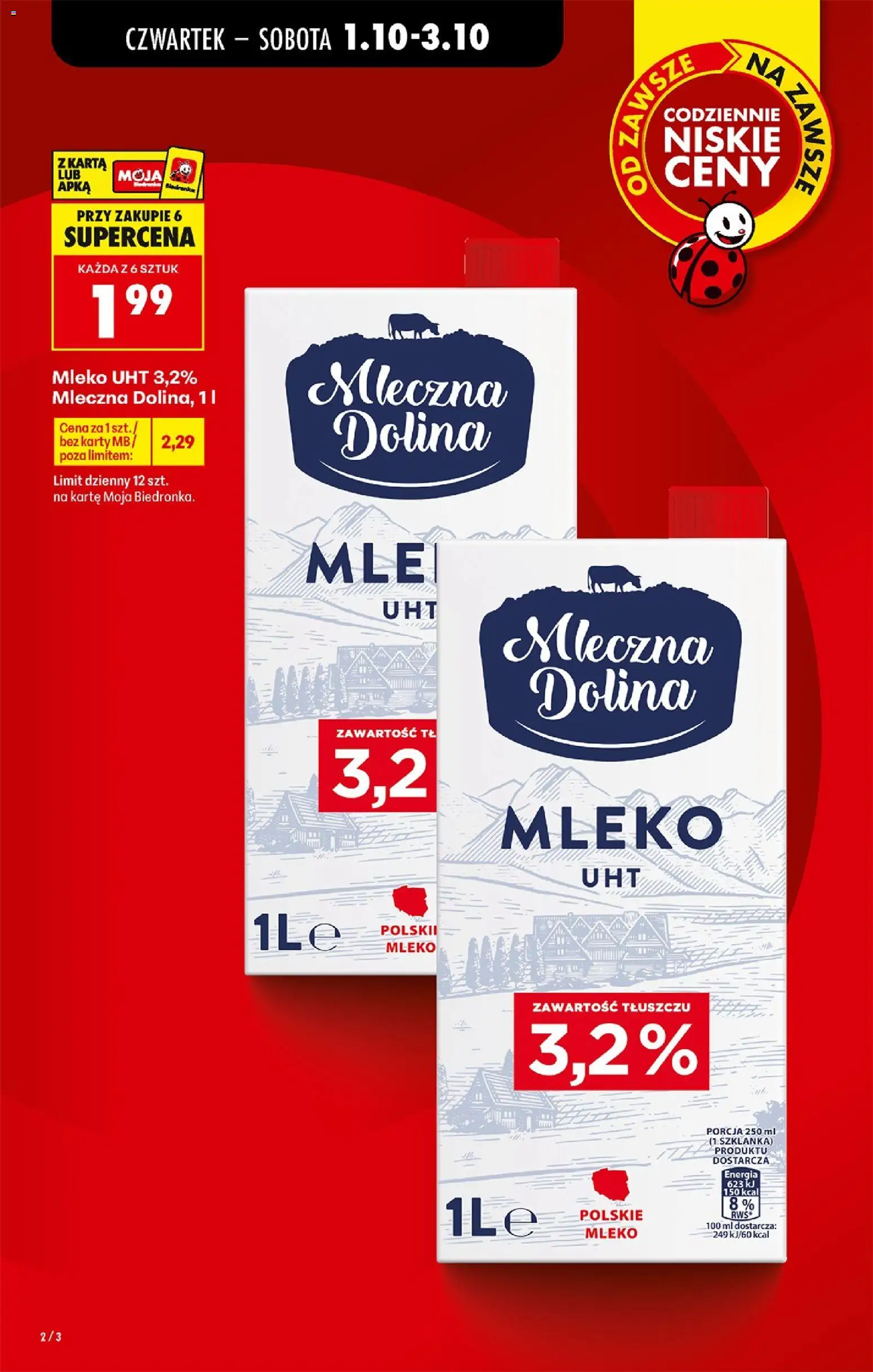 Biedronka Polsko leták - Codziennie niskie ceny od 01.10.2026 | Strana: 2 | Produkty: Mléko, Karty