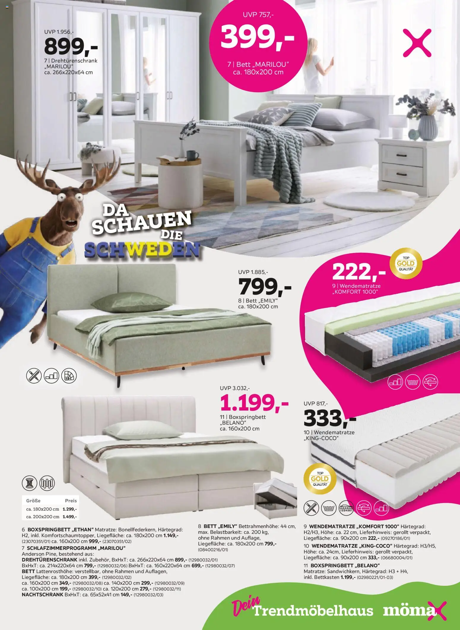 Mömax Prospekt 	 – gültig ab 11.05.2026 | Seite: 3 | Produkte: Bett, Matratze, Drehtürenschrank, Boxspringbett