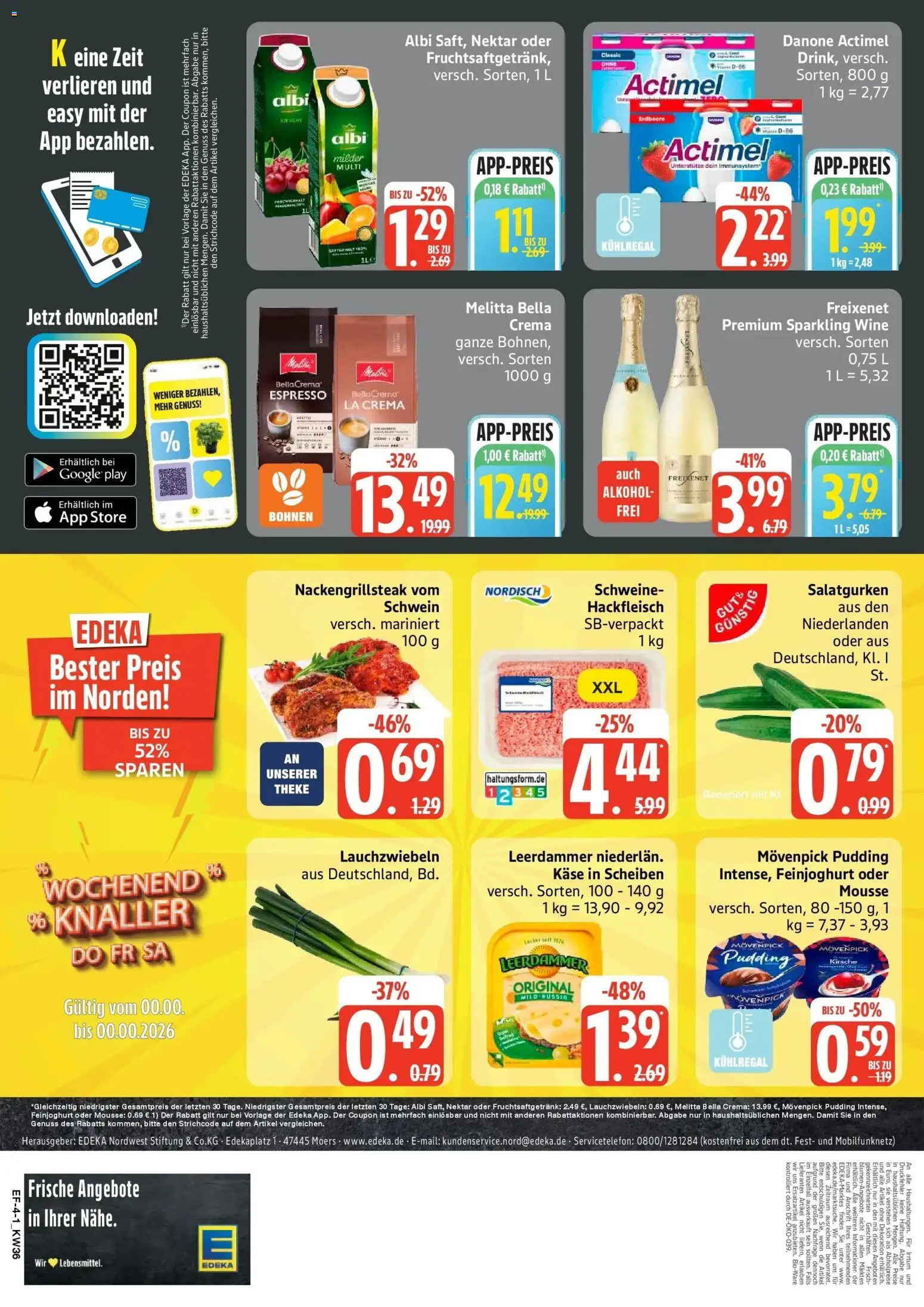 Edeka Prospekt Rendsburg (ab 31.08.2026) » Angebote Online | Seite: 4 | Produkte: Actimel, Käse, Theke, Freixenet