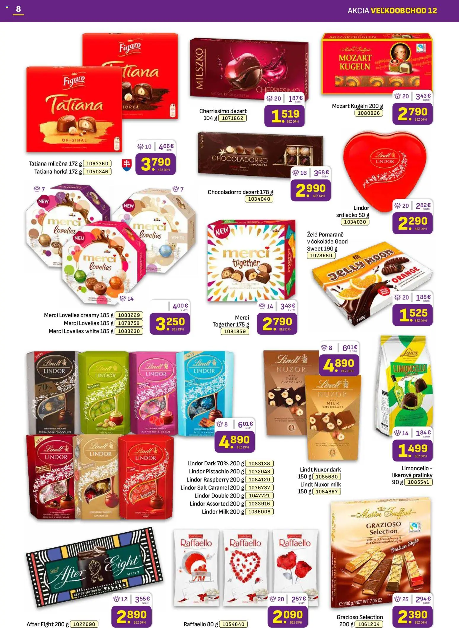 Nové Libex akcie – leták je platný od 15.06.2026 | Strana: 8 | Produkty: Lindor, Lindt, Merci