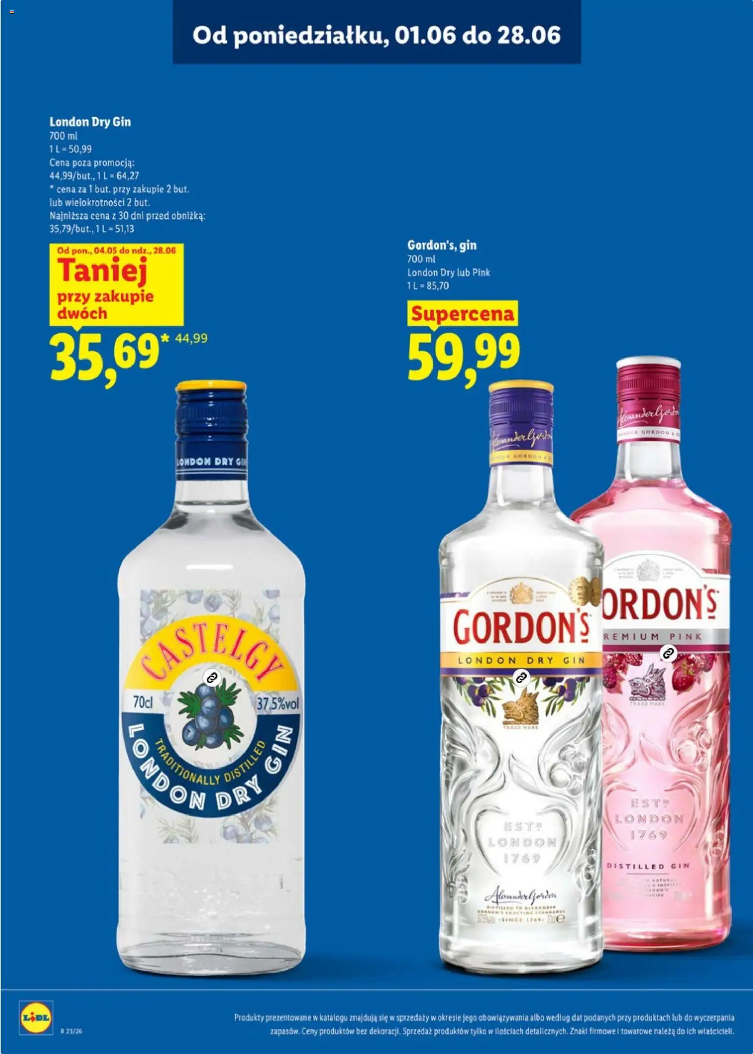 Lidl Katalog alkoholi mocnych od 01.06.2026 | Strona: 16 | Produkty: Gin Gordon's, Gin