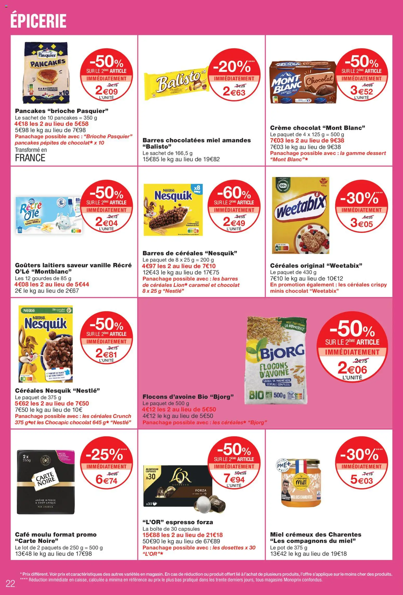 {H1} | Page: 22 | Produits: Flocons d’avoine, Dessert, Miel, Blé