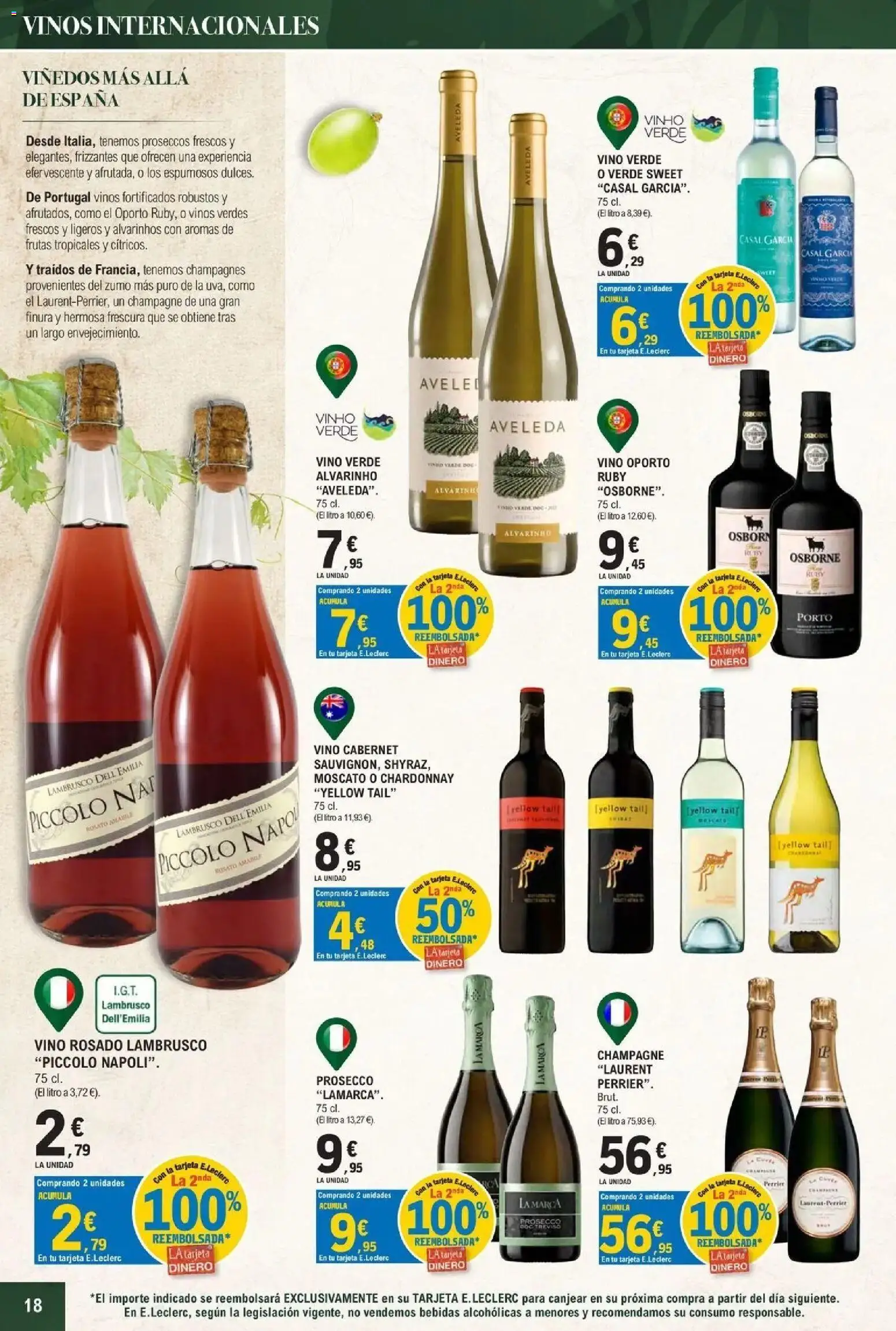 E.Leclerc - Feria del vino 30/09/2026 - 17/10/2026 | Página: 18 | Productos: Prosecco, Lambrusco, Vino, Bebidas