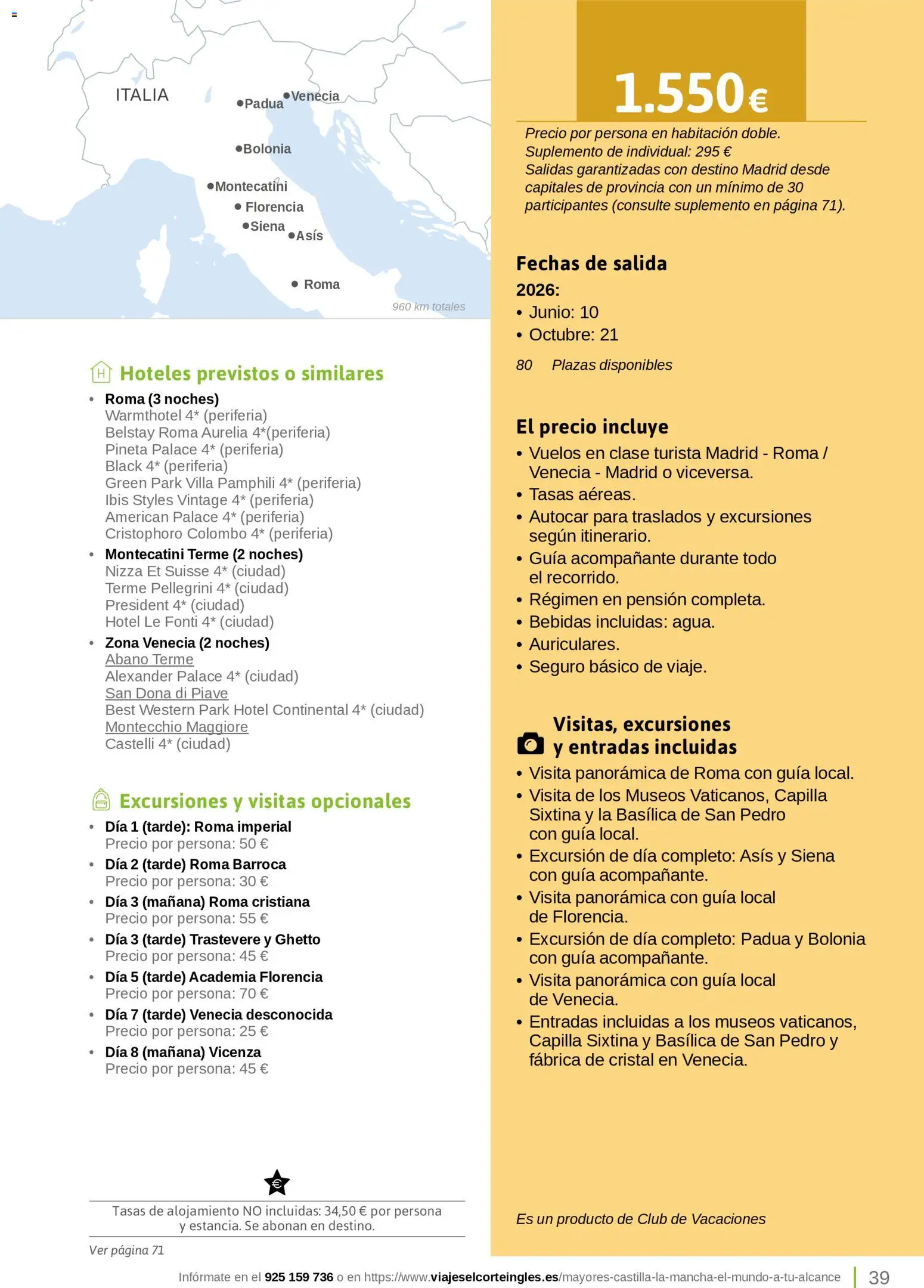 Viajes El Corte Inglés Turismo Social Castilla La Mancha │ válido desde el 01.04.2026 | Página: 39