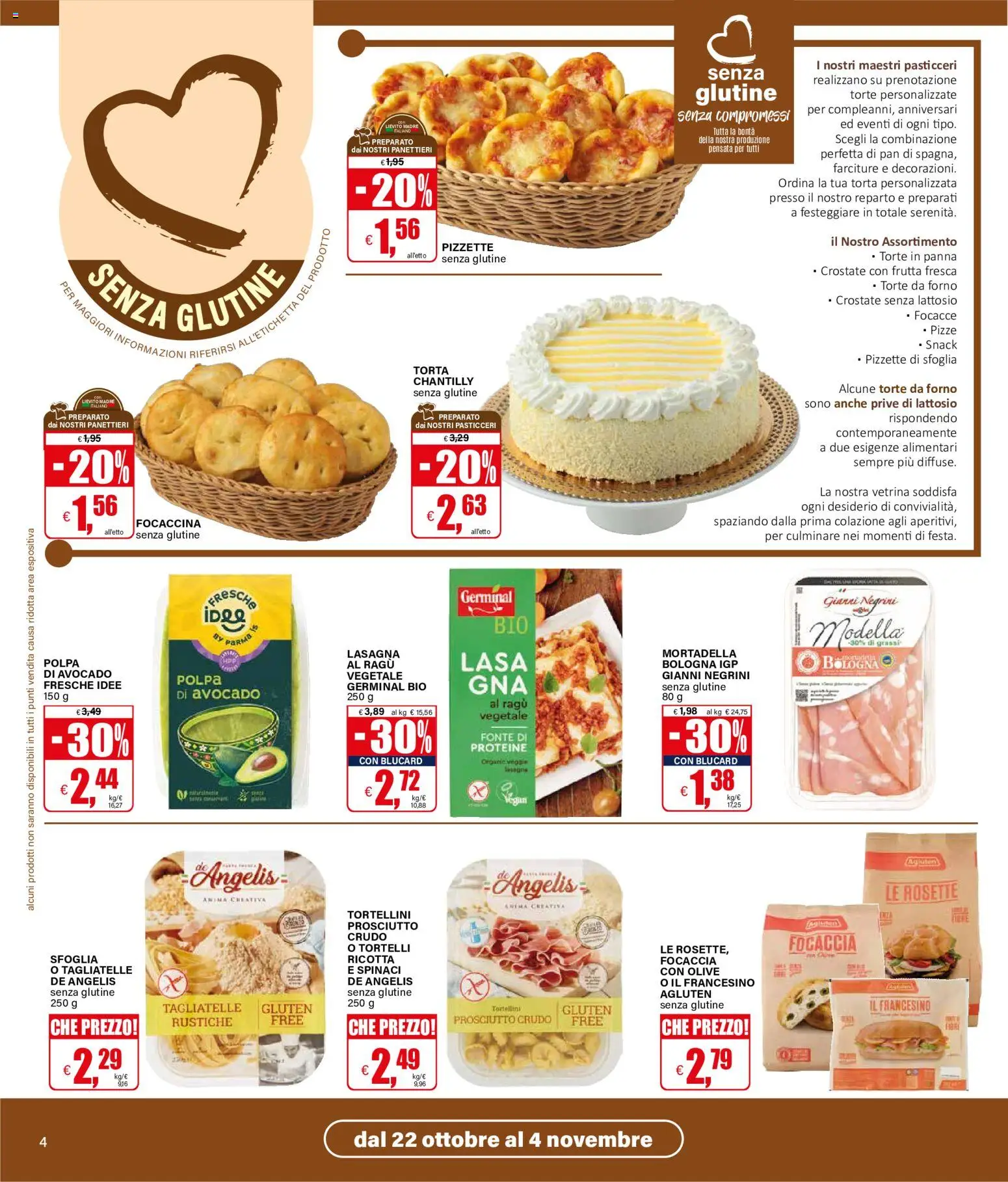 Volantino Il Gigante del 22/10/2026 | Pagina: 4 | Prodotti: Senza glutine, Focaccia, Spinaci, Lievito