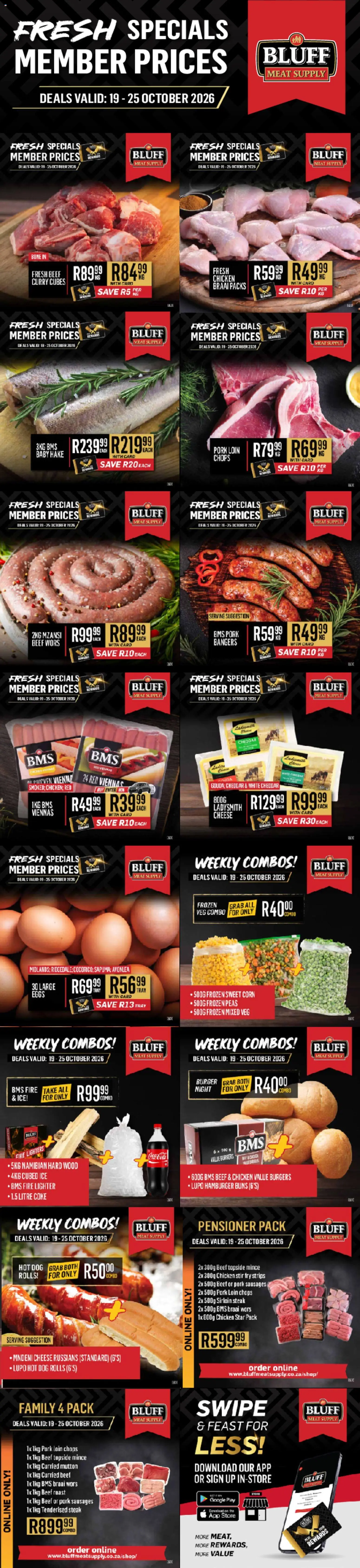 New Bluff Meat Supply catalogue – valid from 19/10/2026 | Page: 1 | Products: Tray, Coke, Chicken, Beef
