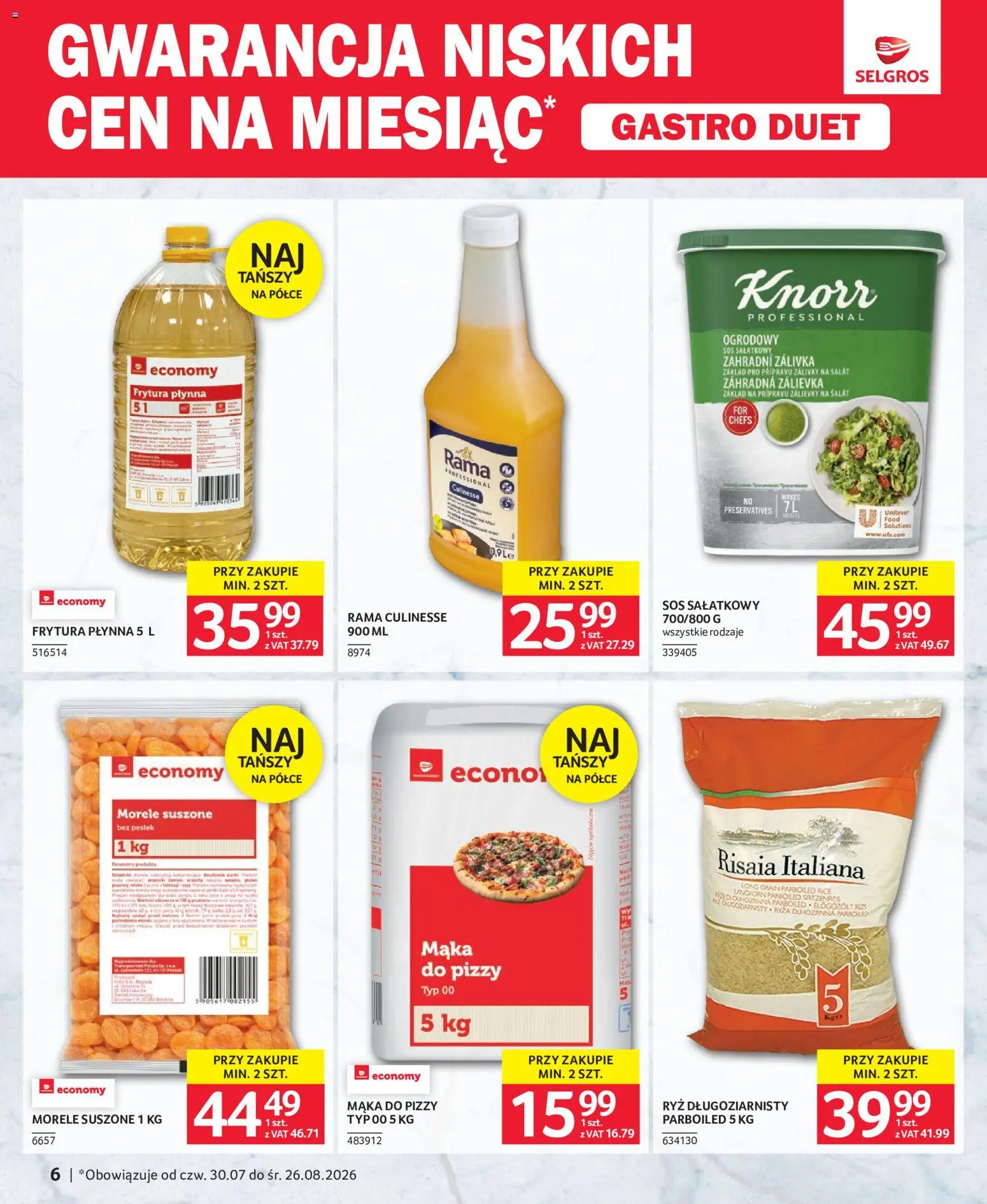 Selgros cash&carry gazetka - Gastro Duet od 30.07.2026 | Strona: 6 | Produkty: Frytura, Morele, Ryż, Sos