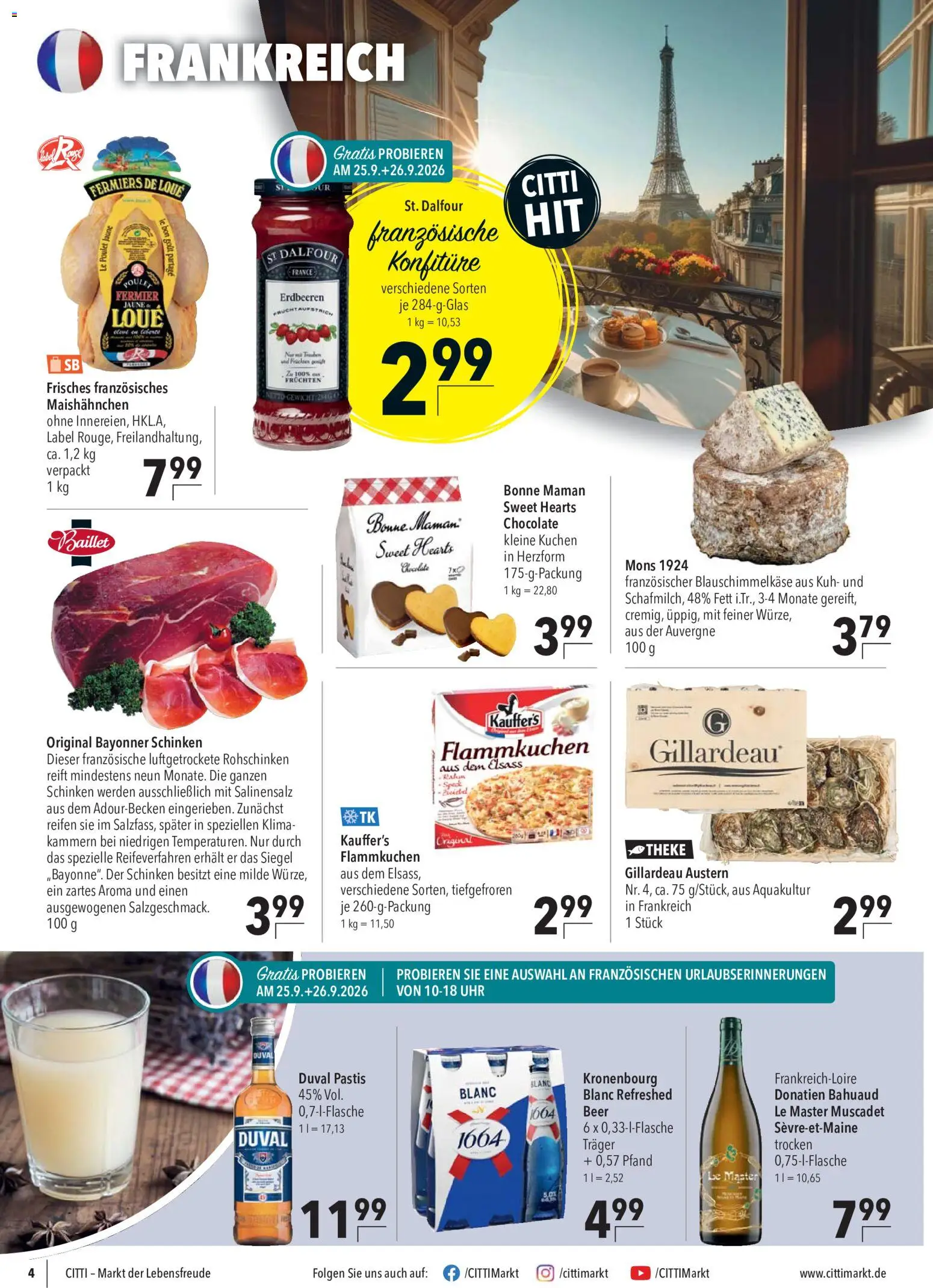 CITTI Markt Prospekt – gültig ab 23.09.2026 | Seite: 4 | Produkte: Trauben, Schinken, Erdbeeren, Uhr