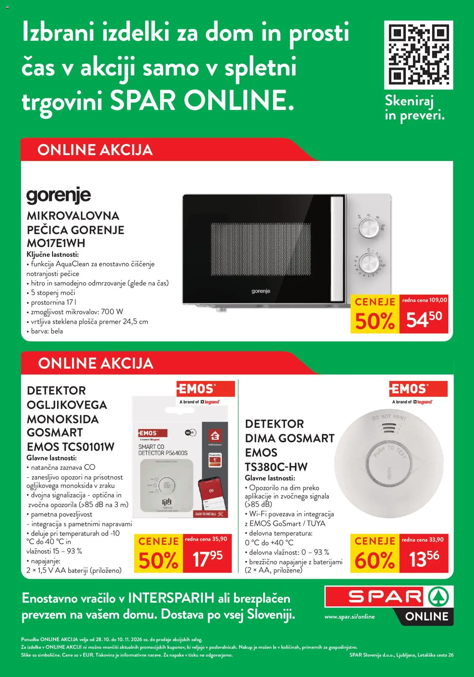 Novi Spar katalog ponudbe – veljaven od 28.10.2026 | Stran: 1 | Izdelki: Pecica, Mikrovalovna pecica, Barva
