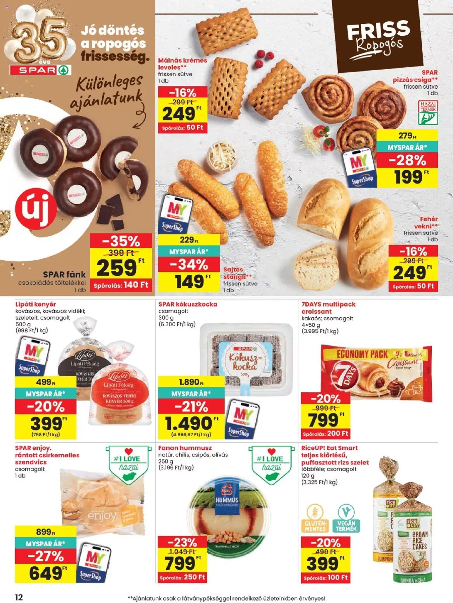 Spar akciós ujság - amely érvényes a következő dátumtól: 11.06.2026 | Oldal: 12 | Termékek: Stangli, Puffasztott rizs, Rizs, Vegán