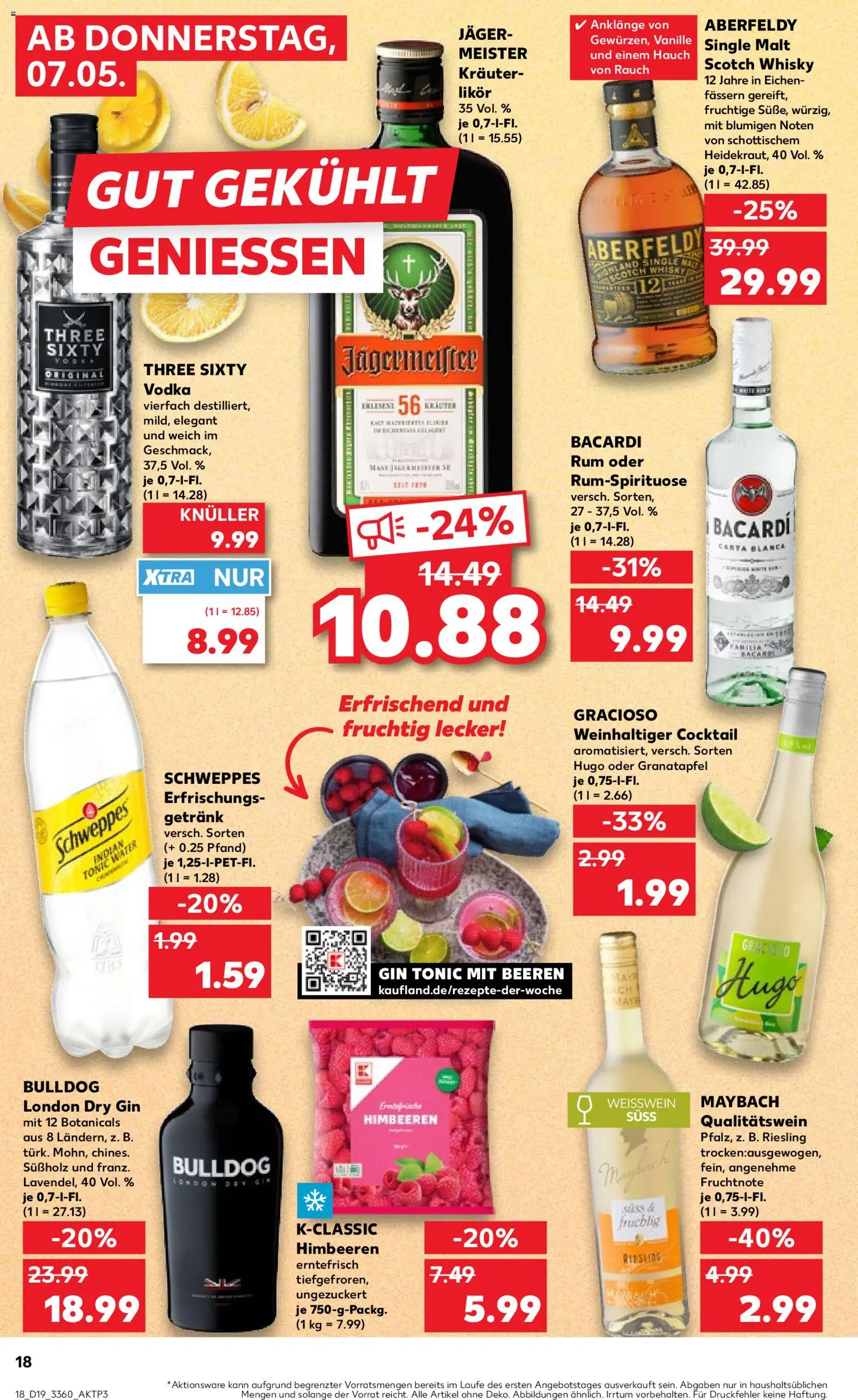 Kaufland Prospekt Frankfurt (Oder)	 – gültig ab 07.05.2026 | Seite: 18 | Produkte: Bacardi, Rum, Jägermeister, Hugo