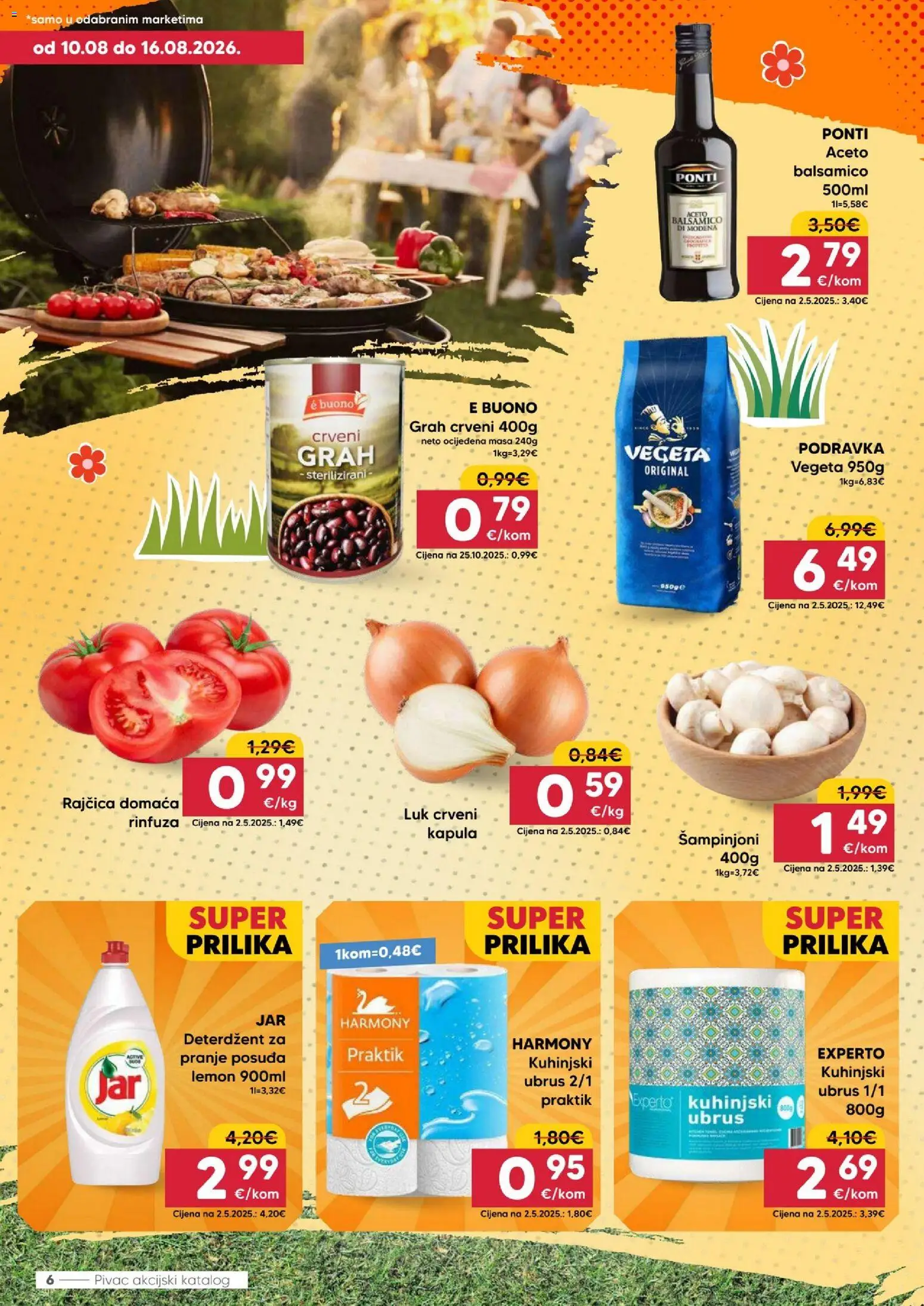 Pivac katalog | vrijedi od 10.08.2026 | Stranica: 6 | Proizvodi: Grah, Deterdžent, Šampinjoni, Luk