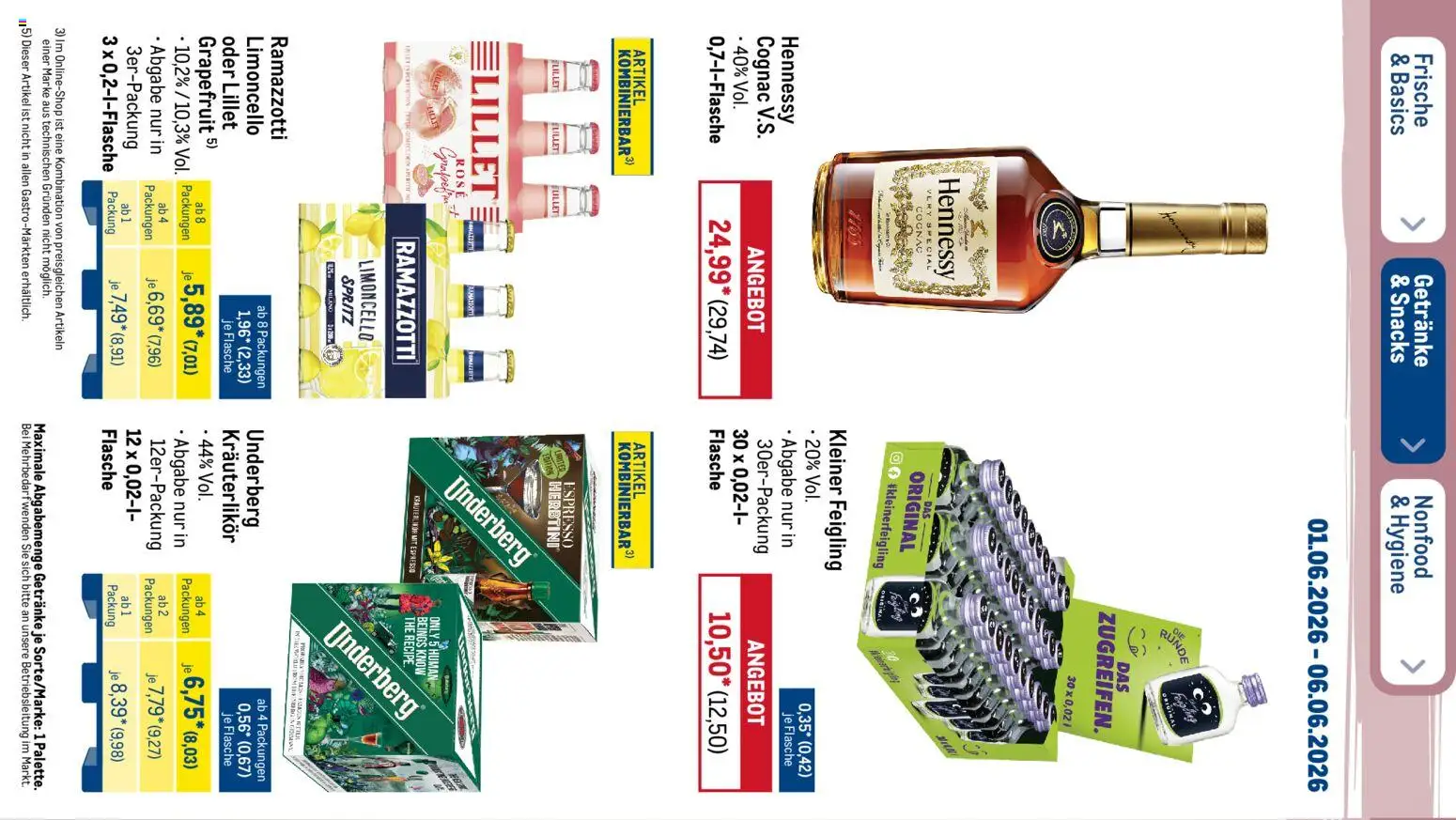 Metro Prospekt – gültig ab 01.06.2026 | Seite: 33 | Produkte: Kleiner feigling, Grapefruit, Ramazzotti, Underberg