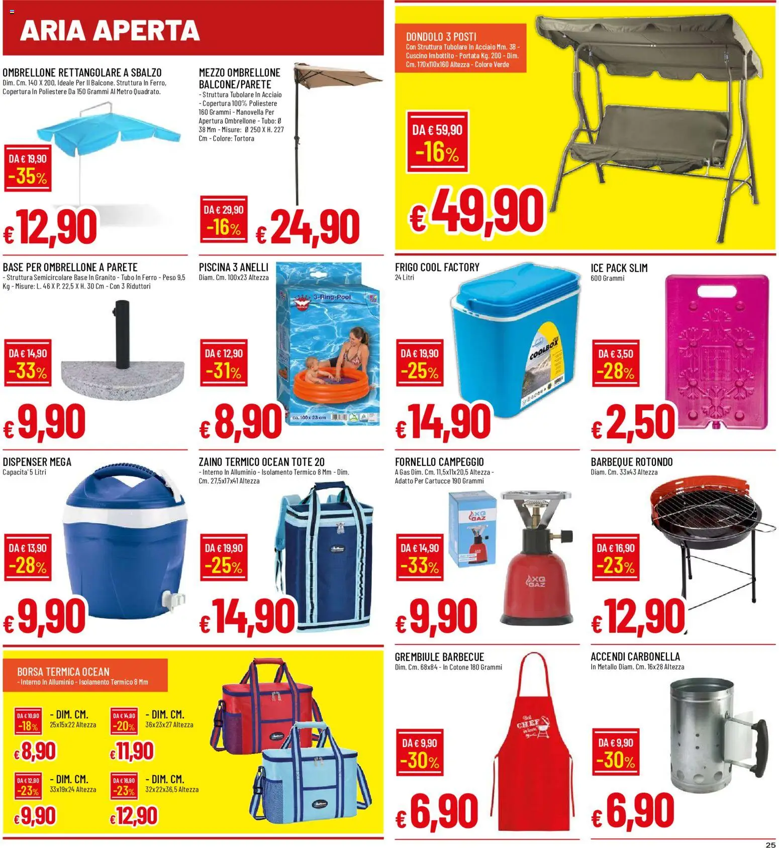 Volantino Galassia del 25/06/2026 | Pagina: 25 | Prodotti: Ombrellone, Piscina, Borsa termica, Cuscino