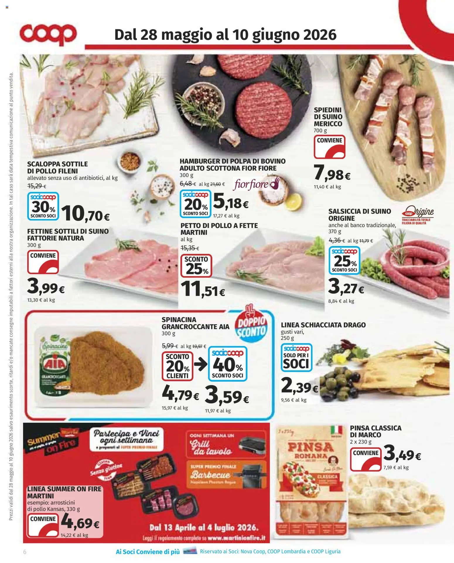 Volantino COOP del 28.05.2026 | Pagina: 6 | Prodotti: Bovino, Pollo, Hamburger, Tavolo