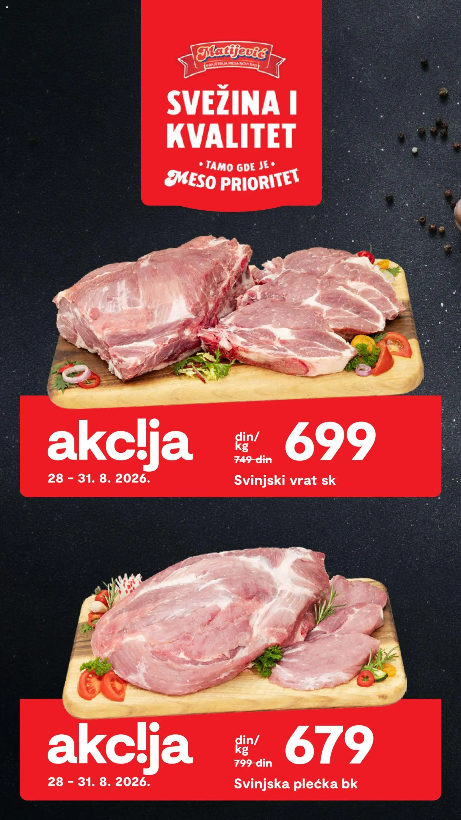 Matijevic katalog - važi od 28.08.2026 | Strana: 4 | Proizvode: Svinjski vrat, Meso, Vrat, Svinjska plećka