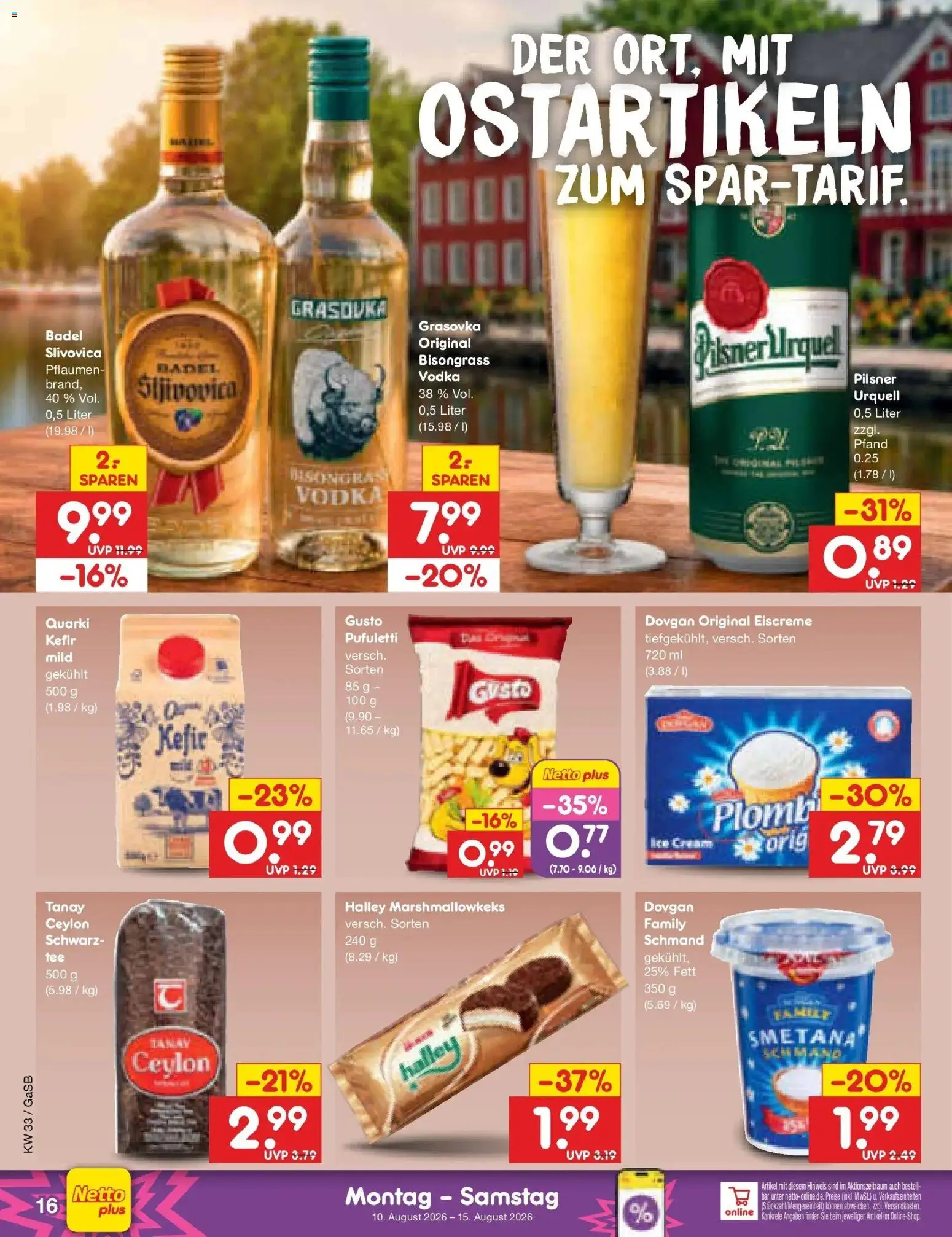 Netto Marken-Discount Prospekt – gültig ab 10.08.2026 | Seite: 20 | Produkte: Kefir, Eiscreme, Pilsner urquell, Vodka
