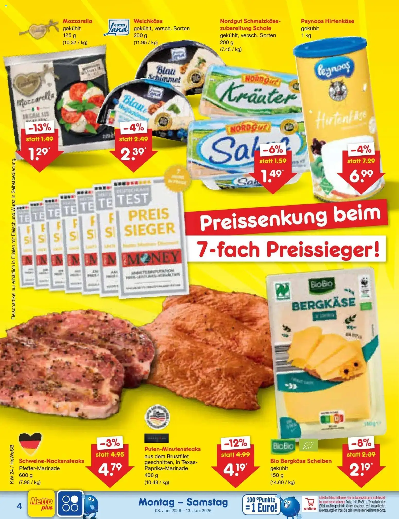 Netto Marken-Discount Prospekt Hamburg – gültig ab 08.06.2026 | Seite: 8 | Produkte: Mozzarella, Wurst, Fleisch