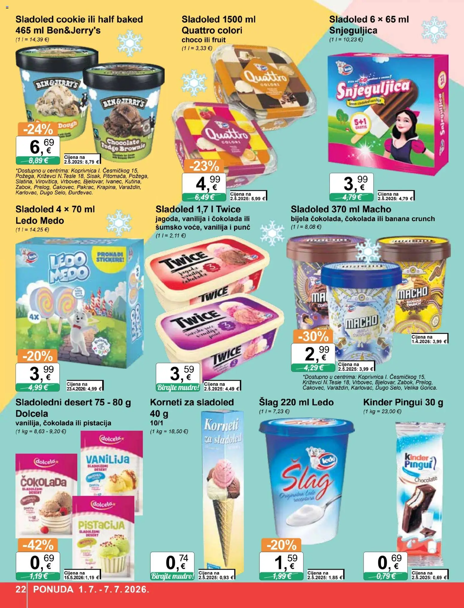 KTC katalog | vrijedi od 01.07.2026 | Stranica: 22 | Proizvodi: Čokolada, Ledo, Sladoled, Šlag