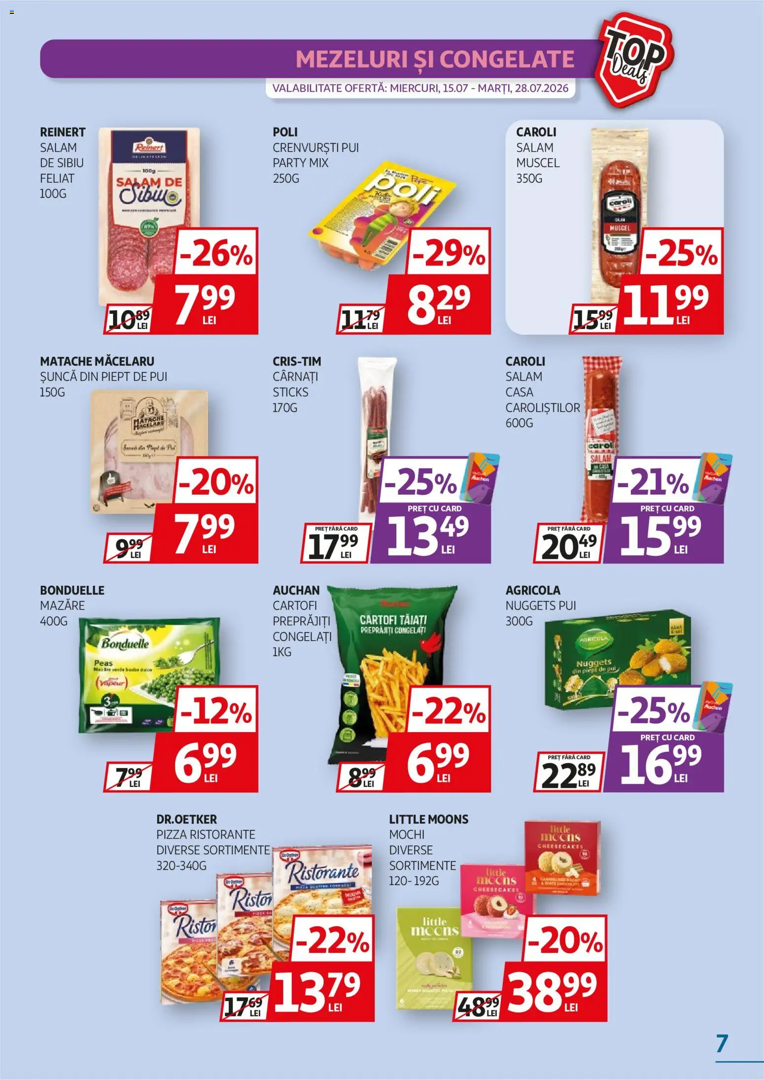 Noul catalog Auchan – valabil de la 15.07.2026 | Pagină: 7 | Produse: Mazăre, Salam, Cartofi, Cârnați