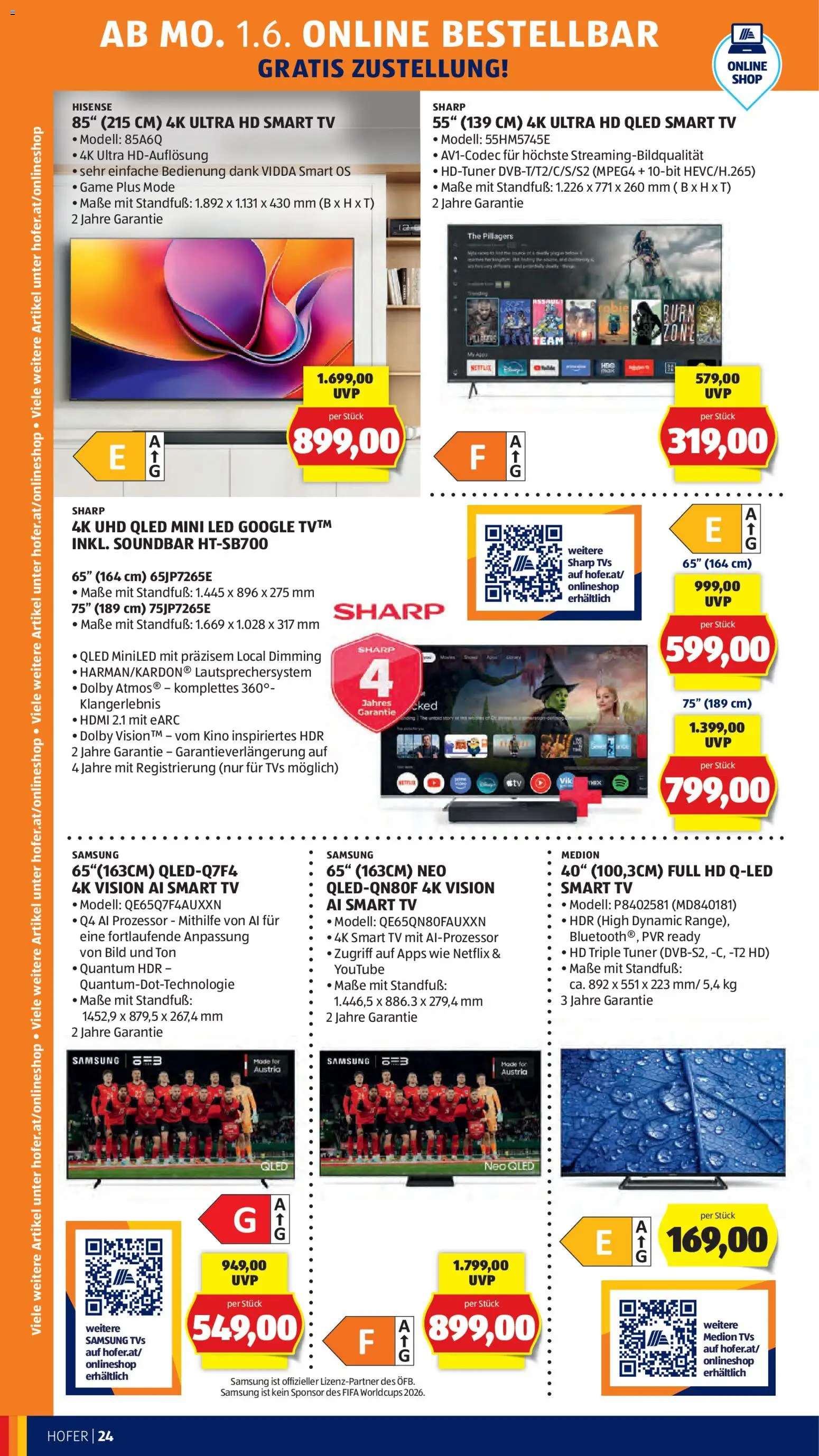 Hofer Flugblatt gültig ab 29.05.2026 | Seite: 30 | Produkte: TV, Samsung