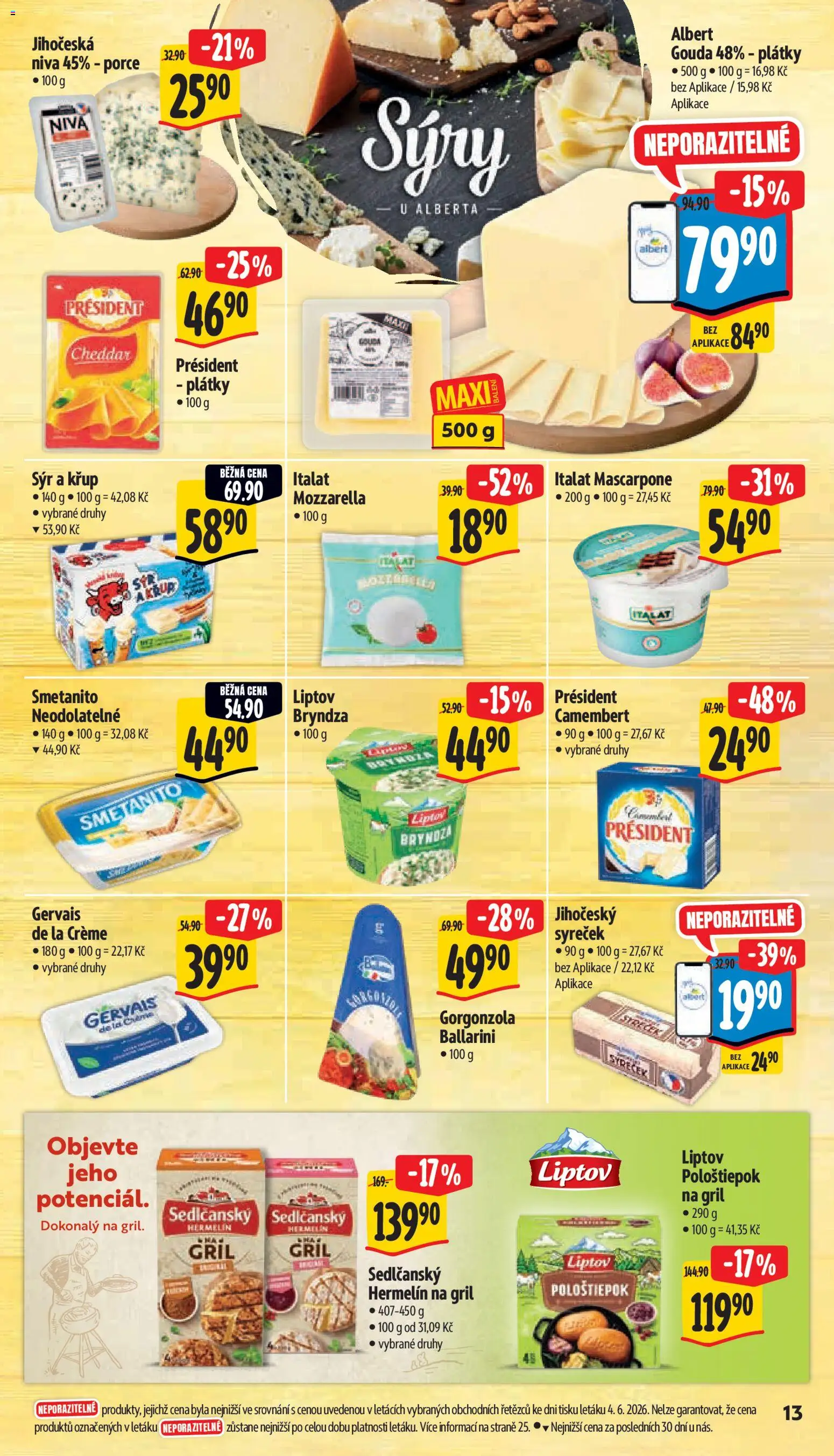 Albert leták - Supermarket od 10.06.2026 | Strana: 21 | Produkty: Gril, Gorgonzola, Niva, Camembert