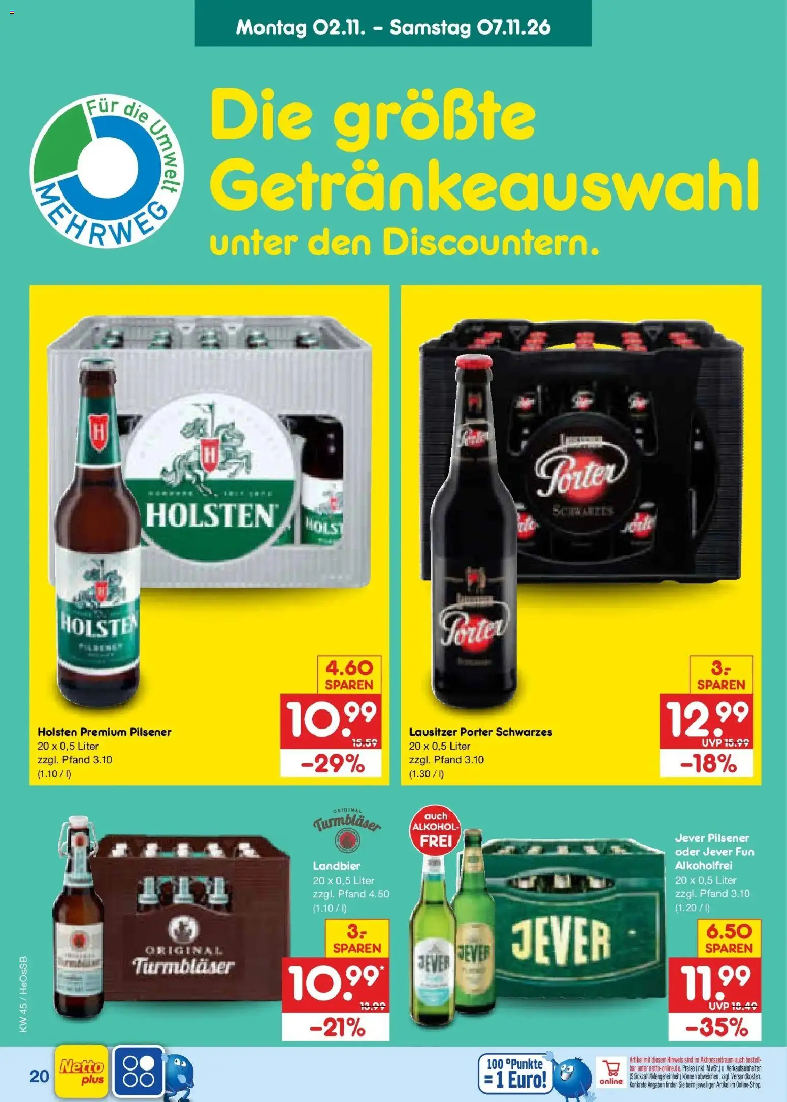 Netto Marken-Discount Prospekt Rostock (ab 02.11.2026) » Angebote | Seite: 34 | Produkte: Holsten, Alkohol, Jever