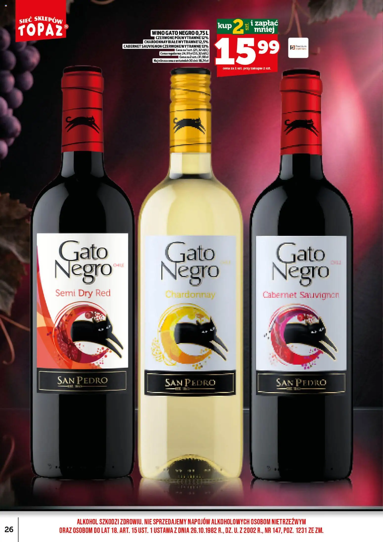 Topaz gazetka alkoholowa od 01.09.2026 | Strona: 28 | Produkty: Chardonnay, Wino, Alkohol