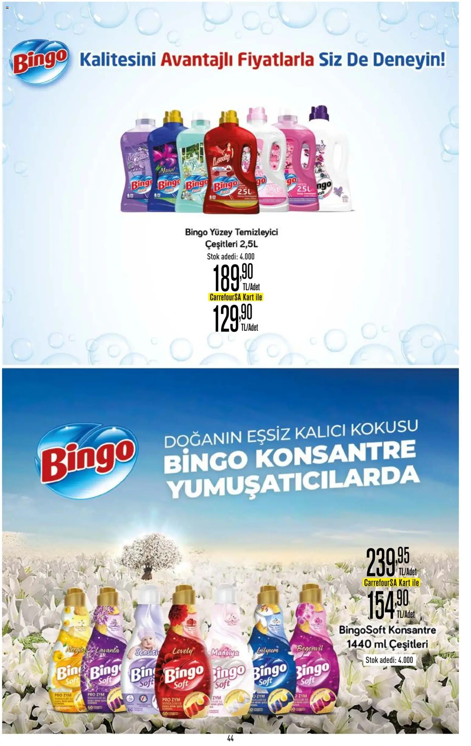 CarrefourSA Katalog - 06 Ağustos 2026 tarihinden itibaren geçerlidir | Sayfa: 44 | Ürünler: Yüzey temizleyici, Nergis