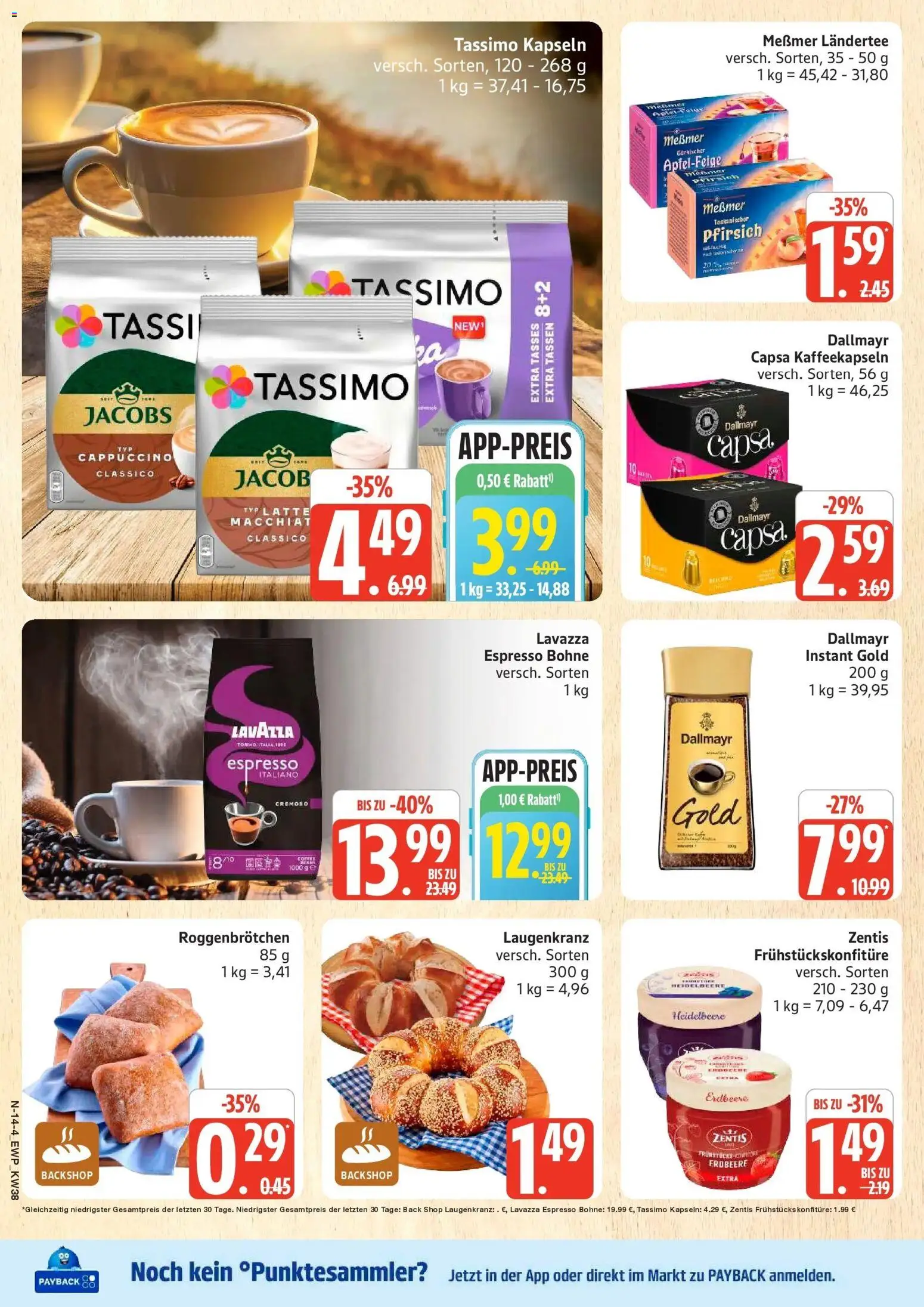 Edeka Prospekt Rostock (ab 14.09.2026) » Angebote Online | Seite: 18 | Produkte: Lavazza, Messmer, Pfirsich, Tassimo