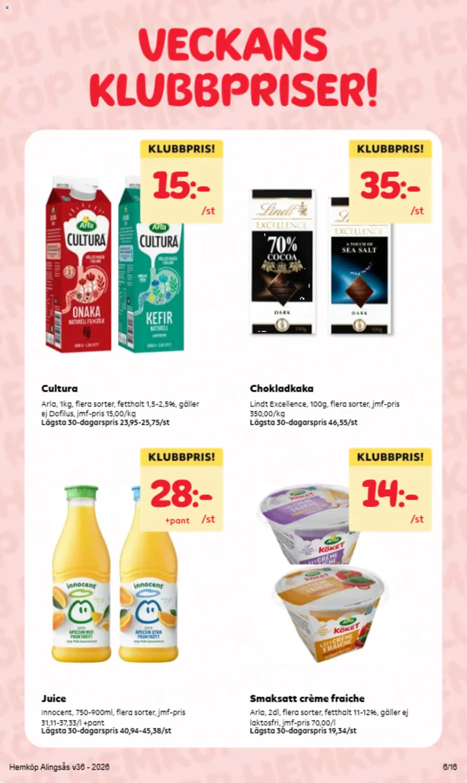 Hemköp reklamblad aktuell från 31/08/2026 | Sida: 14 | Produkter: Lindt, Galler, Juice, Apelsin