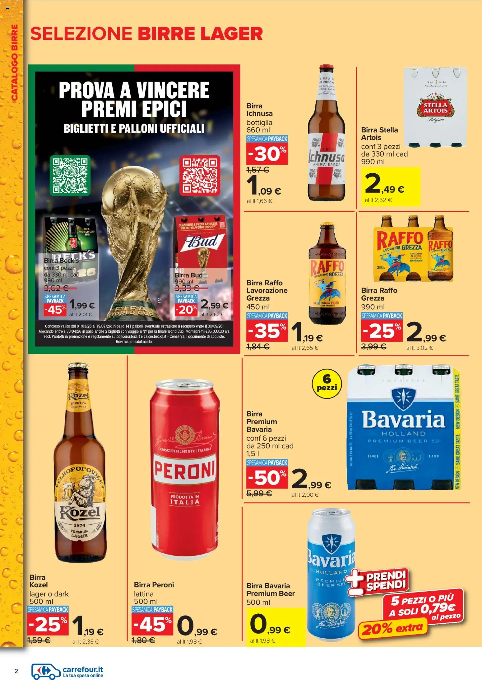 Volantino Carrefour del 03.06.2026 | Pagina: 2 | Prodotti: Birra, Cereali, Fan, Bottiglia