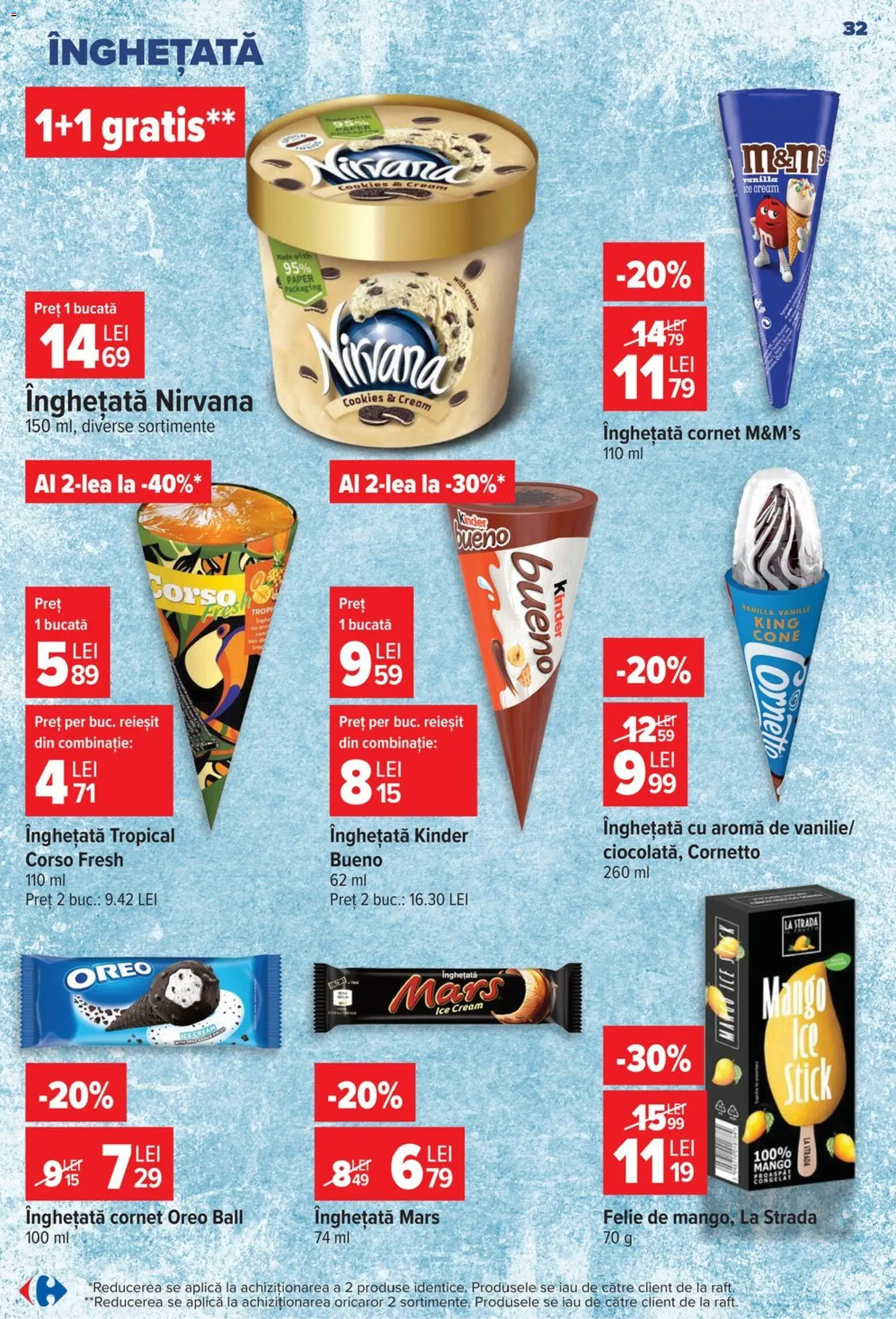 Noul catalog Carrefour – valabil de la 24.06.2026 | Pagină: 32 | Produse: Raft, Înghețată, Mango