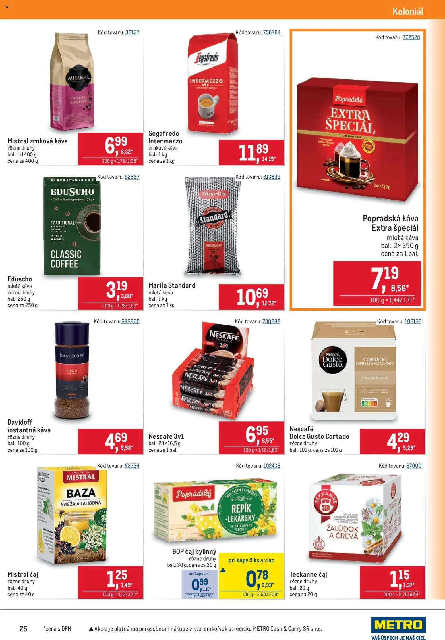 Nové Metro akcie – leták je platný od 29.07.2026 | Strana: 25 | Produkty: Dolce Gusto, Davidoff, Káva