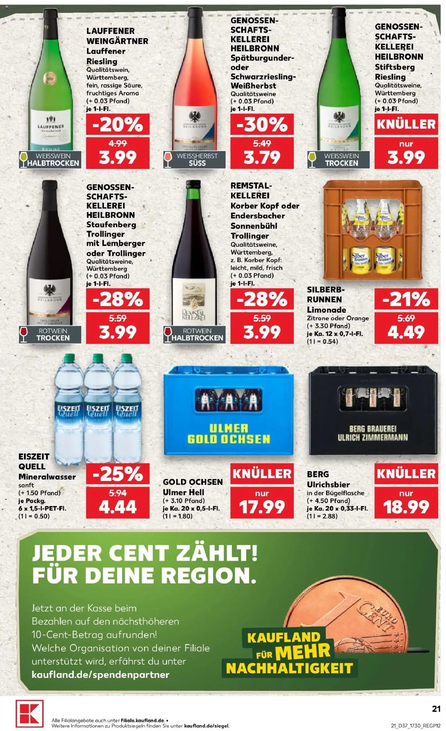 Prospekt Kaufland ab 10.09.2026 » Angebote Online zum Blättern | Seite: 21 | Produkte: Weißwein, Rotwein, Limonade, Mineralwasser