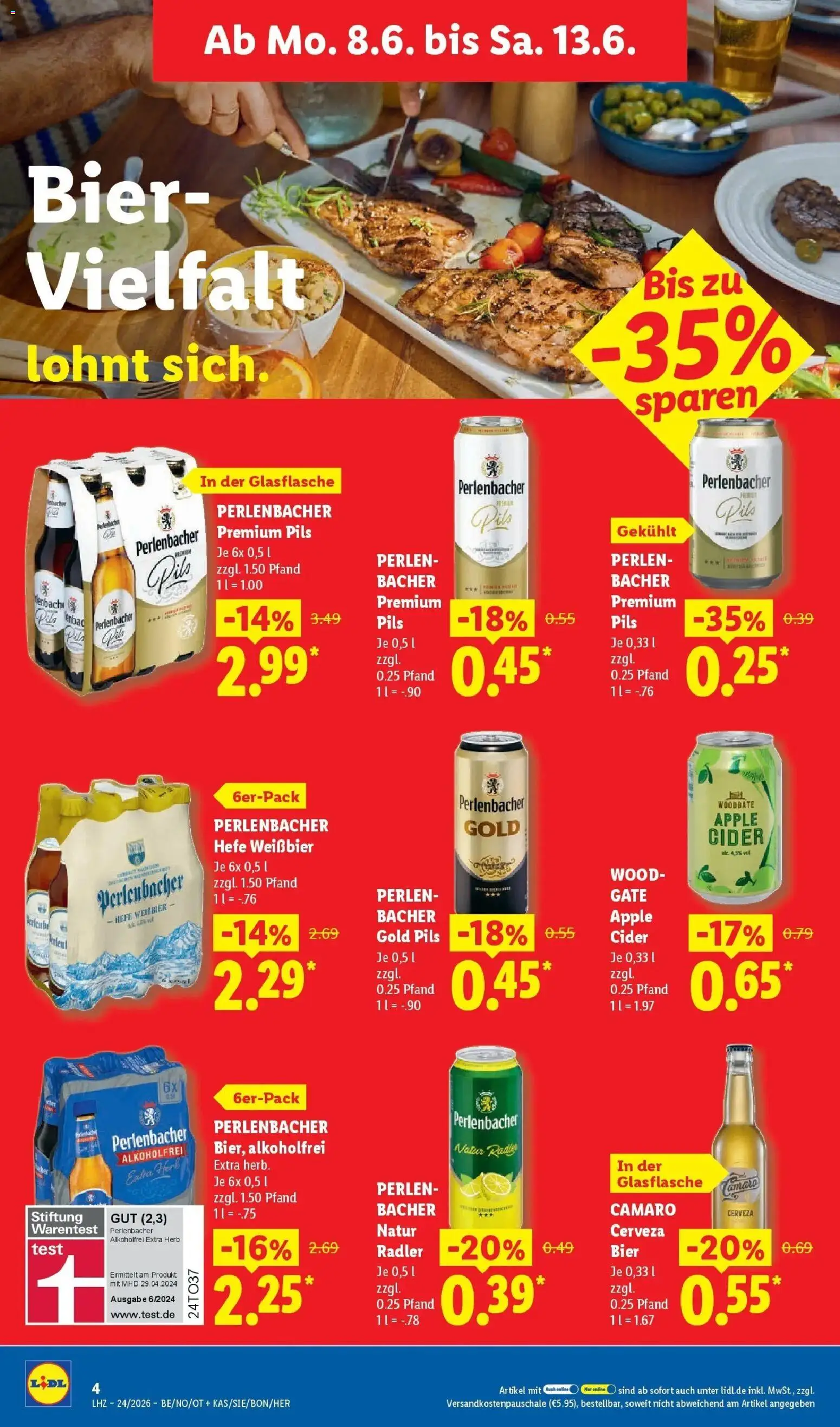 Lidl Prospekt Senftenberg – gültig ab 08.06.2026 | Seite: 8 | Produkte: Bier, Weißbier, Apple, Radler