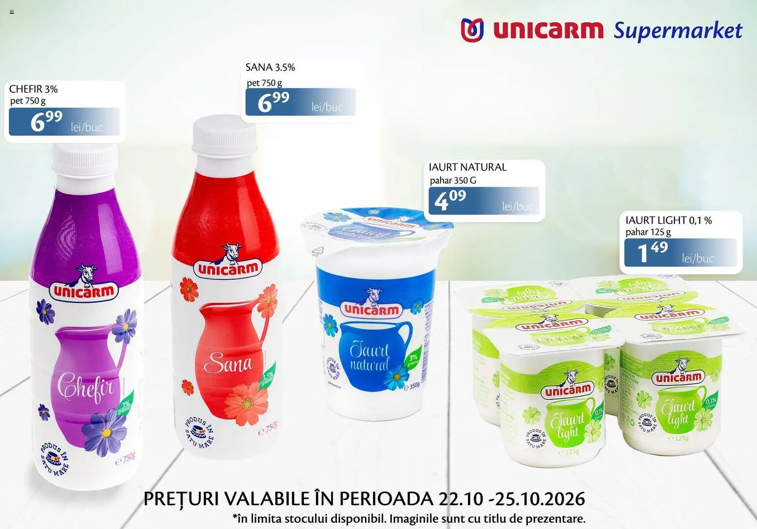Noul catalog Unicarm – valabil de la 22.10.2026 | Pagină: 3 | Produse: Duș, Chefir, Iaurt