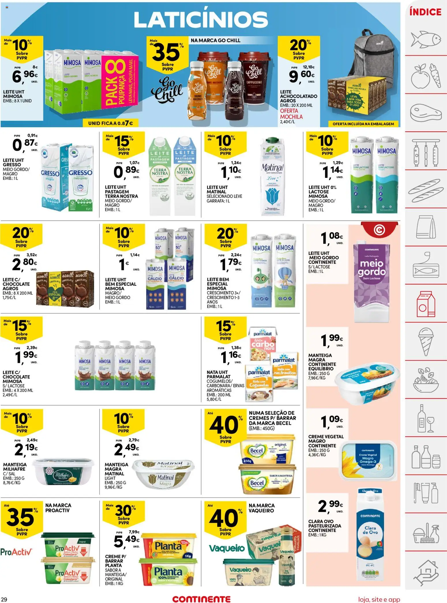 Continente folheto │ válido de 11/08/2026 | Página: 29 | Produtos: Mochila, Cappuccino, Leite, Nata