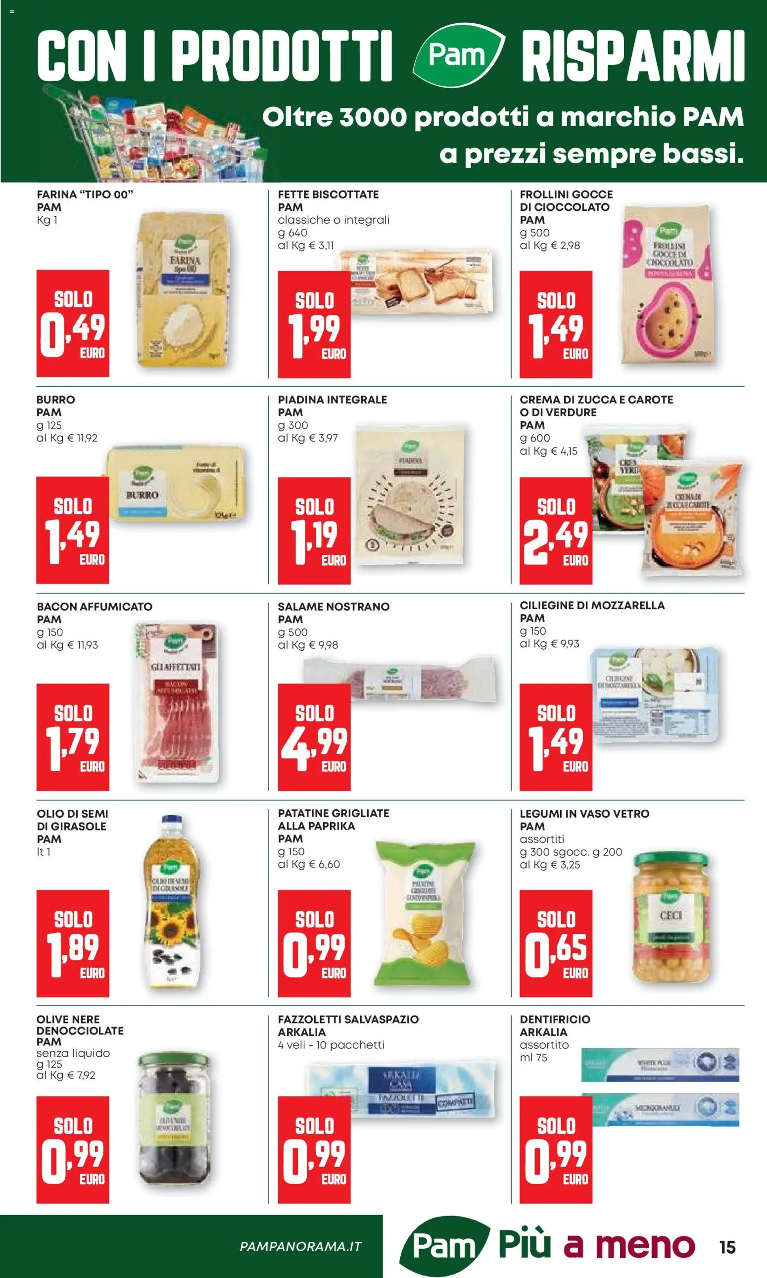 Volantino PAM del 22/10/2026 | Pagina: 15 | Prodotti: Cioccolato, Salame, Fette biscottate, Vaso