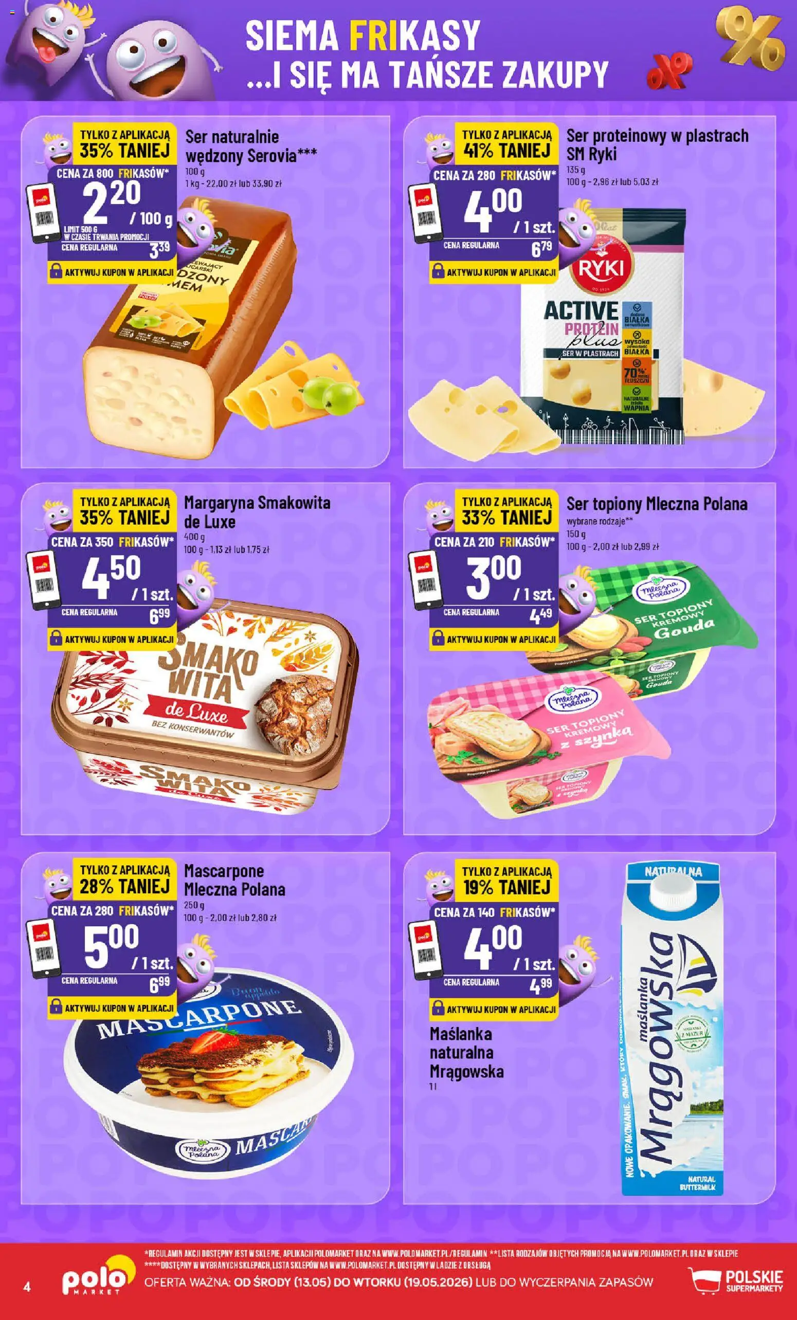 POLOmarket gazetka - Frikasowe Hity od 13.05.2026 | Strona: 4 | Produkty: Ser topiony, Mascarpone, Margaryna, Ser