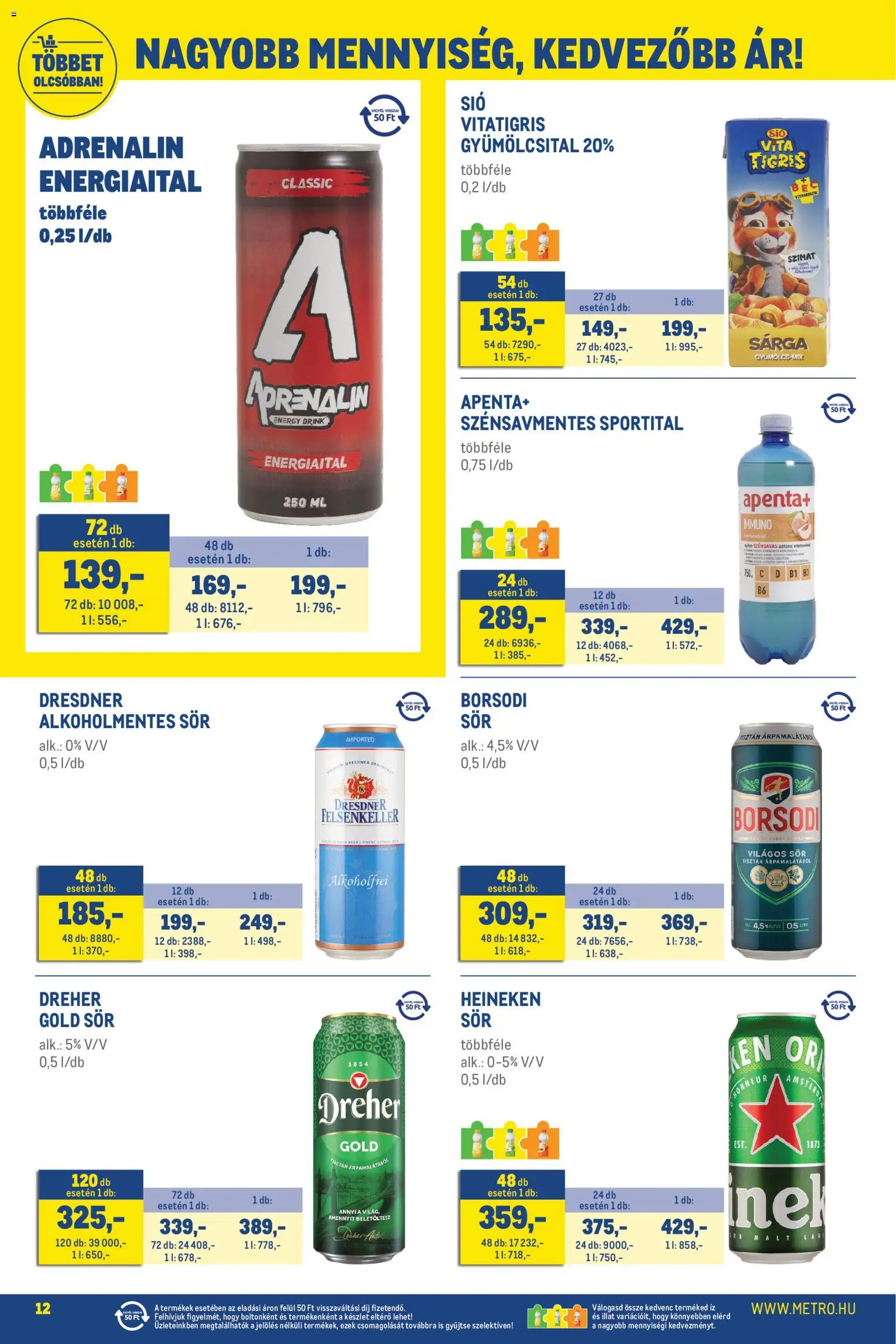 Metro akciós ujság - amely érvényes a következő dátumtól: 2026.09.01. | Oldal: 12 | Termékek: Dreher, Energiaital, Apenta, Energy drink