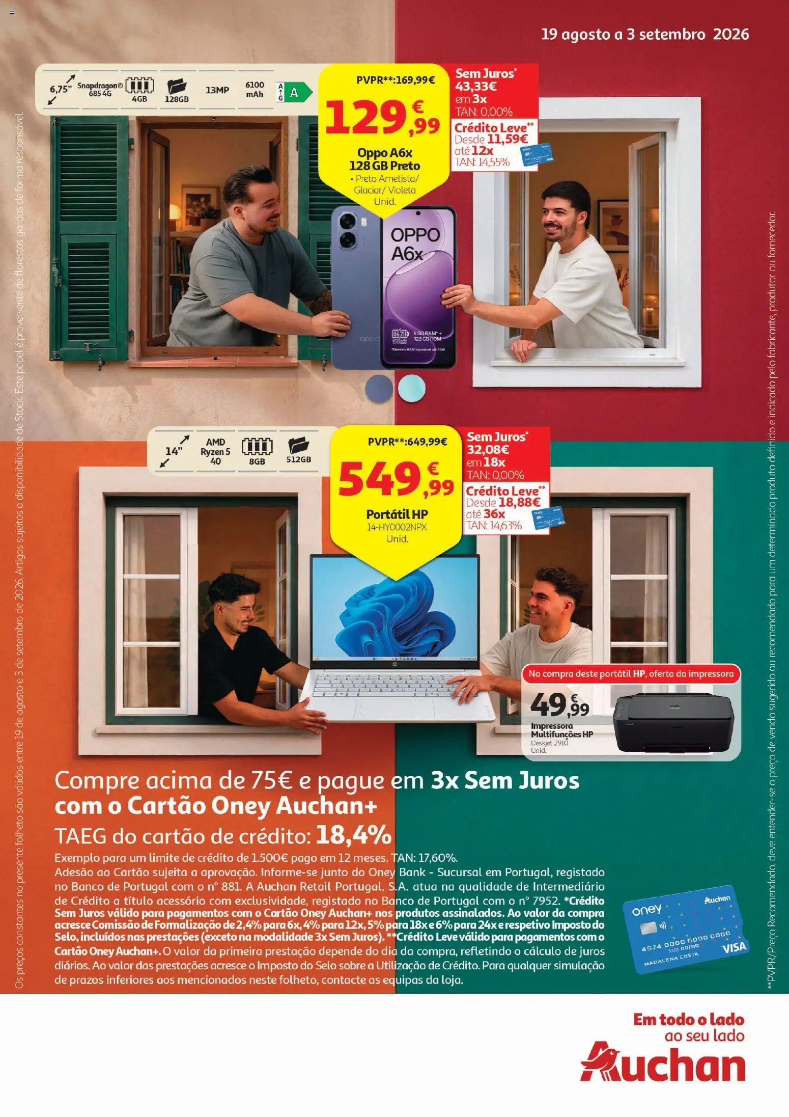 Auchan - Tecno Escolar │ válido de 19/08/2026 | Página: 1 | Produtos: Impressora, Banco