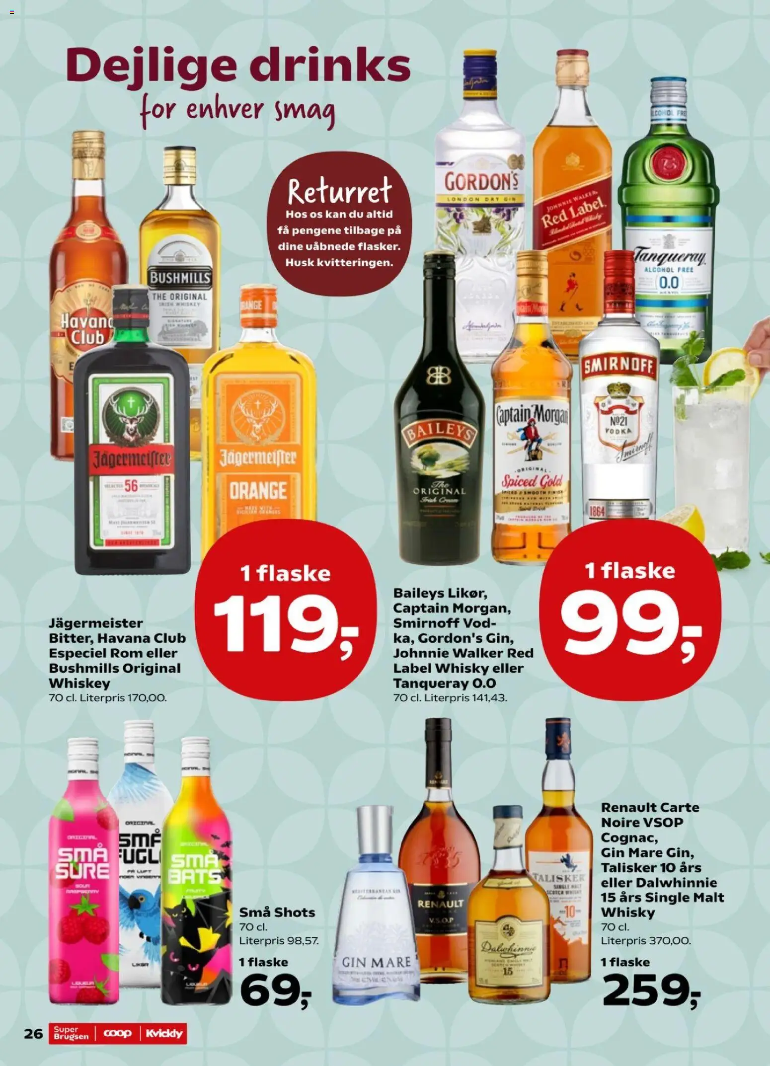 Super Brugsen tilbudsavis – gyldig fra 09/10/2026 | Side: 26 | Produkter: Gin, Vodka, Havana Club, Rom