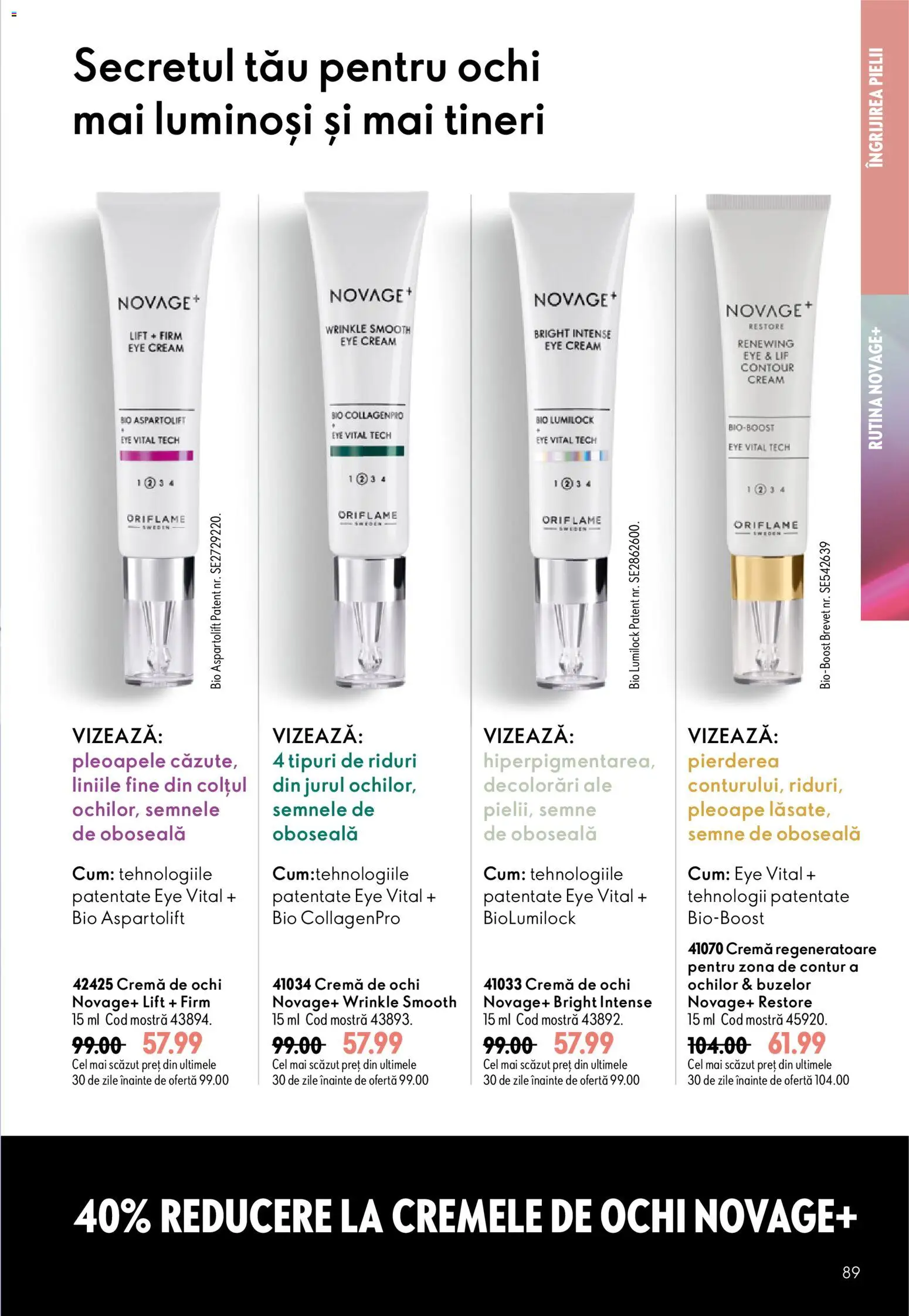 Noul catalog Oriflame – valabil de la 19.08.2026 | Pagină: 89 | Produse: Bio, Ochi, Cremă, Intense