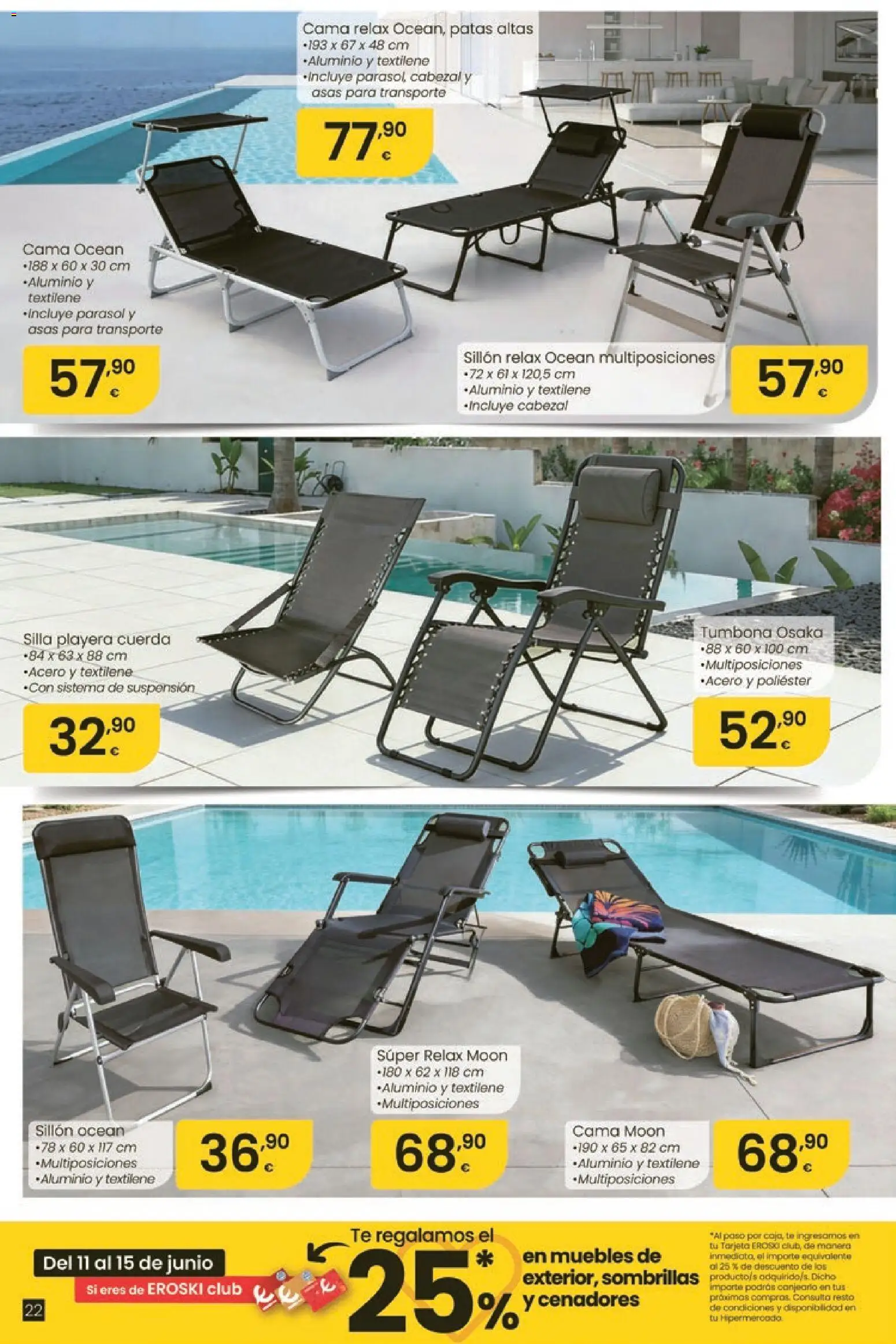 Eroski Oh! Oferta Pontevedra │ válido desde el 11.06.2026 | Página: 22 | Productos: Té, Muebles, Tumbona, Cama