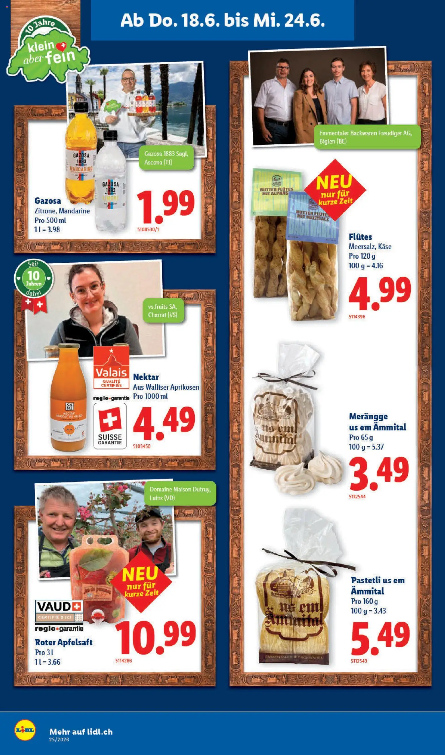 Lidl aktionen Feinste Schweizer Spezialitäten – gültig ab 18.06.2026 | Seite: 10 | Produkte: Apfelsaft, Butter, Käse