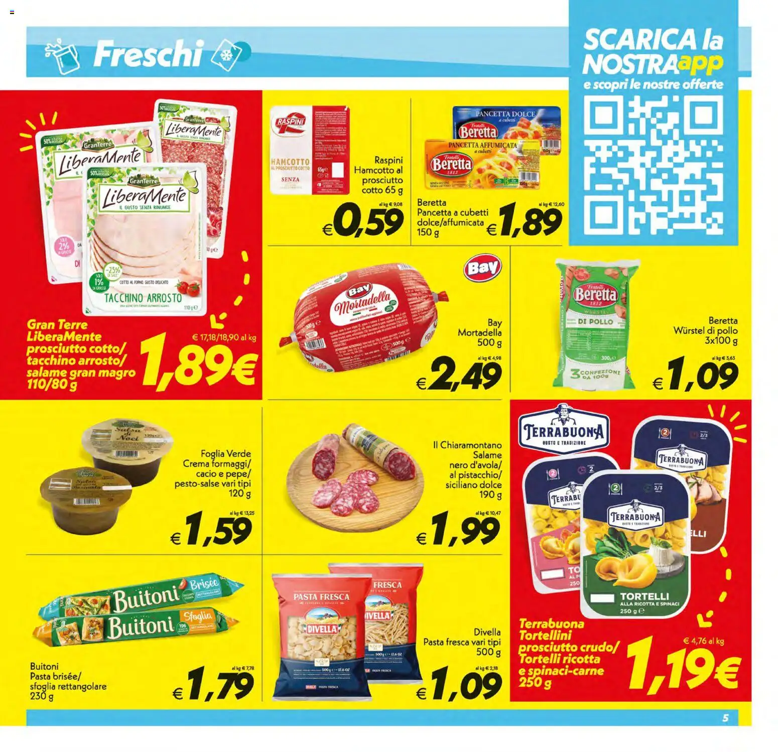 Volantino SuperConveniente del 01/09/2026 | Pagina: 5 | Prodotti: Salame, Pancetta, Mortadella, Tortelli