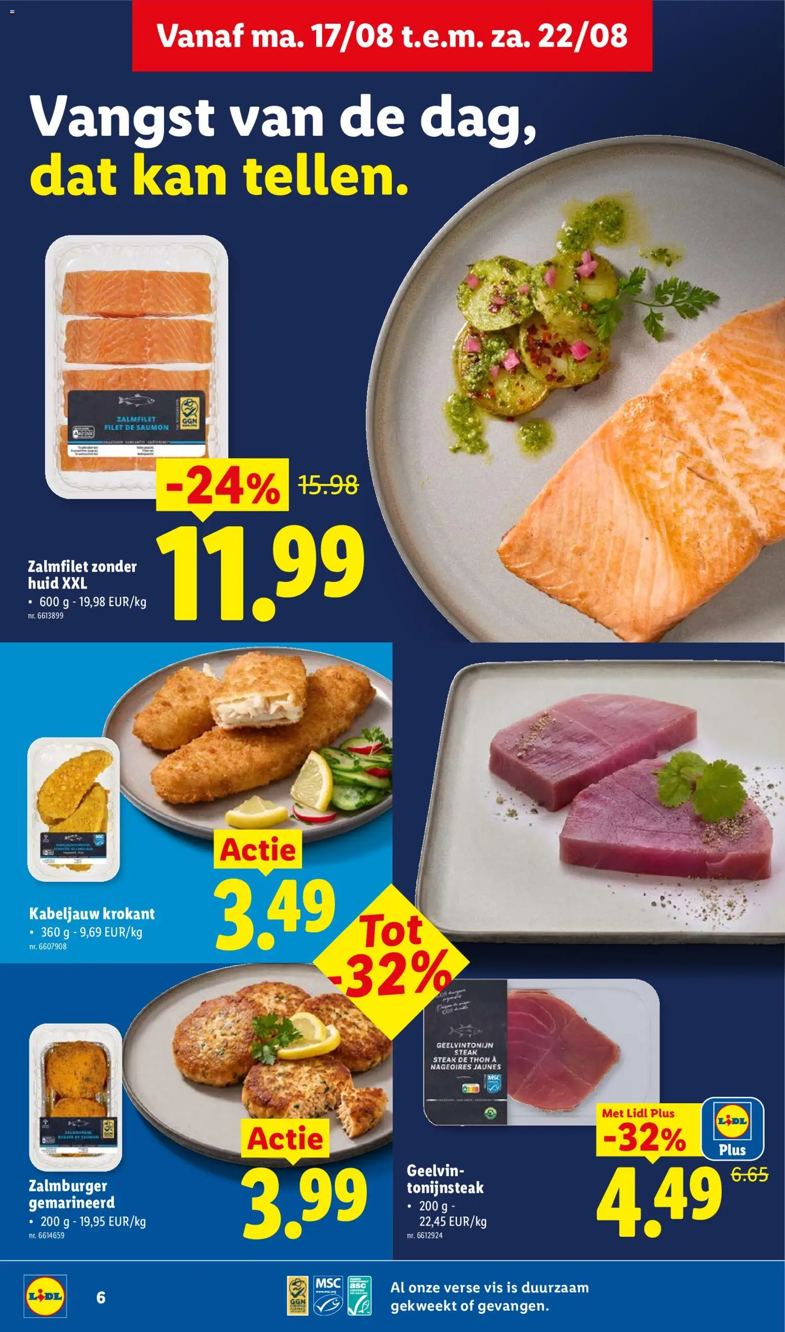 {H1} | Pagina: 6 | Producten: Steak, Tonijnsteak, Zalmfilet, Kan