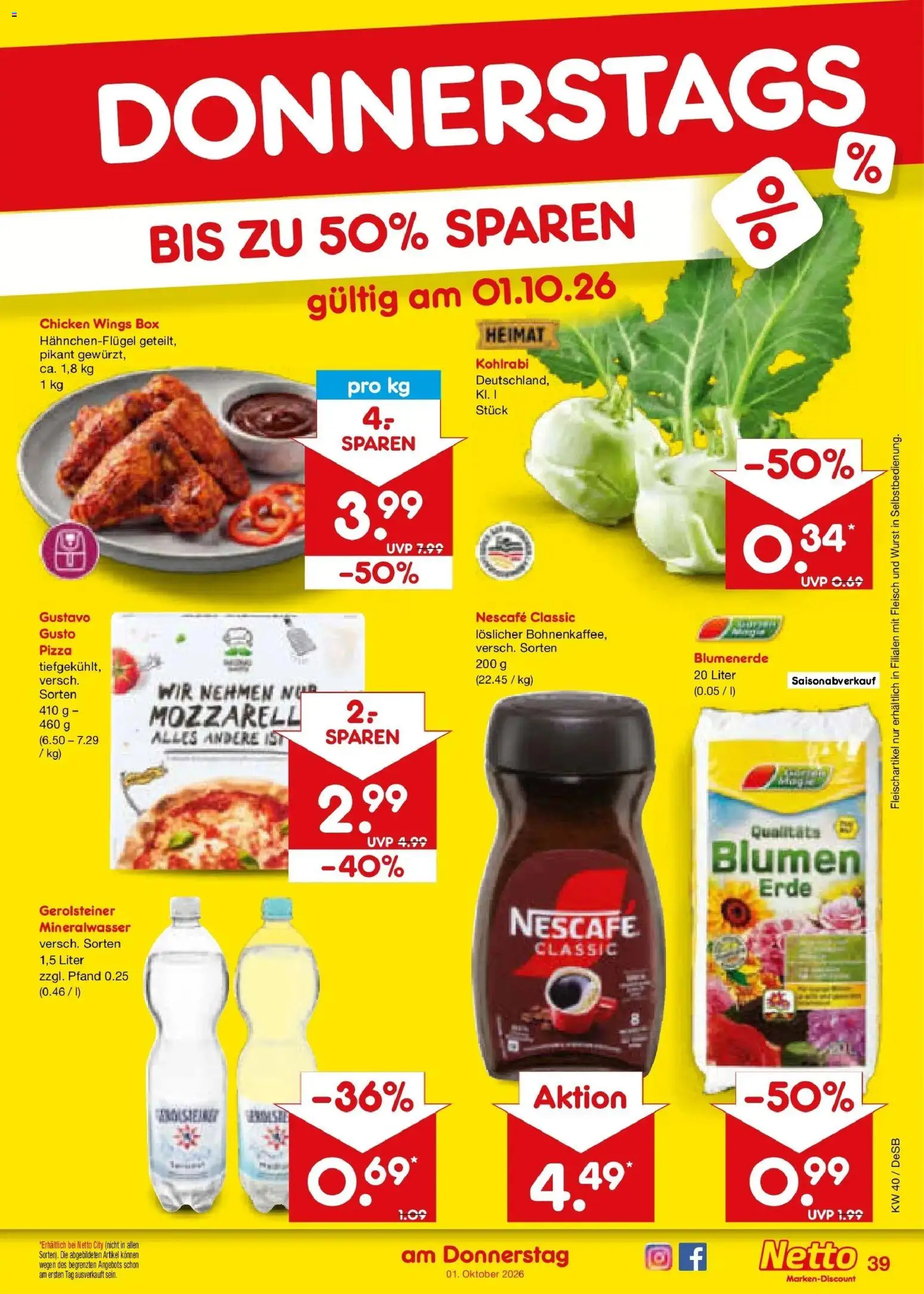 Netto Marken-Discount Prospekt Waiblingen-Bittenfeld – gültig ab 28.09.2026 | Seite: 61 | Produkte: Kohlrabi, Wurst, Pizza, Gerolsteiner